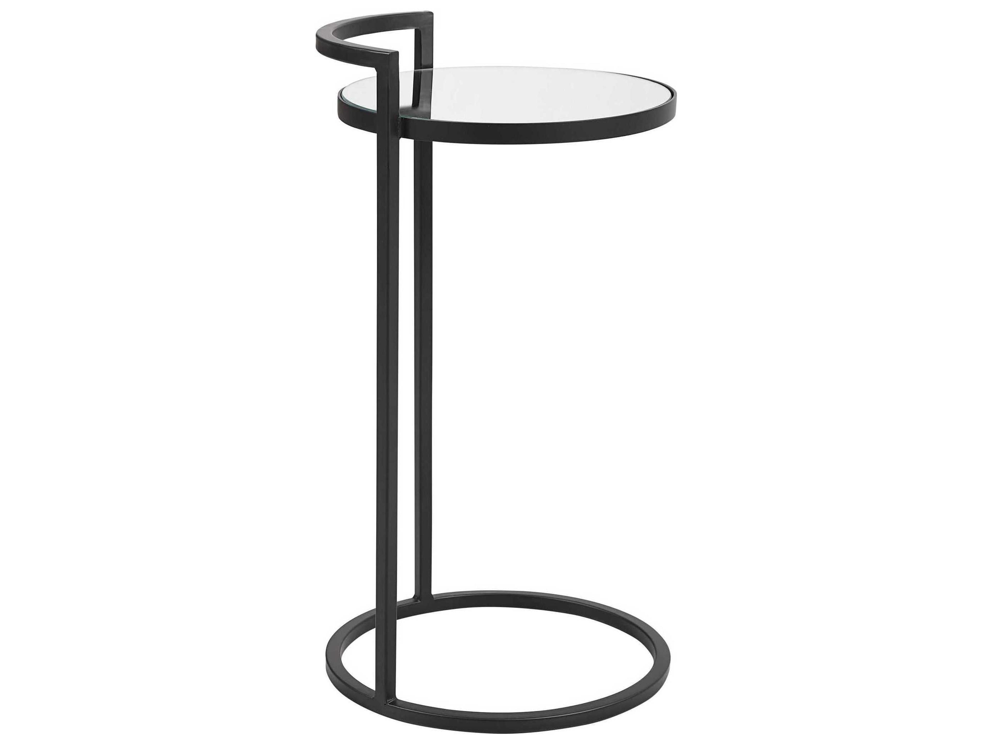 Luxecor Illumination Round Glass Matte Black End Table