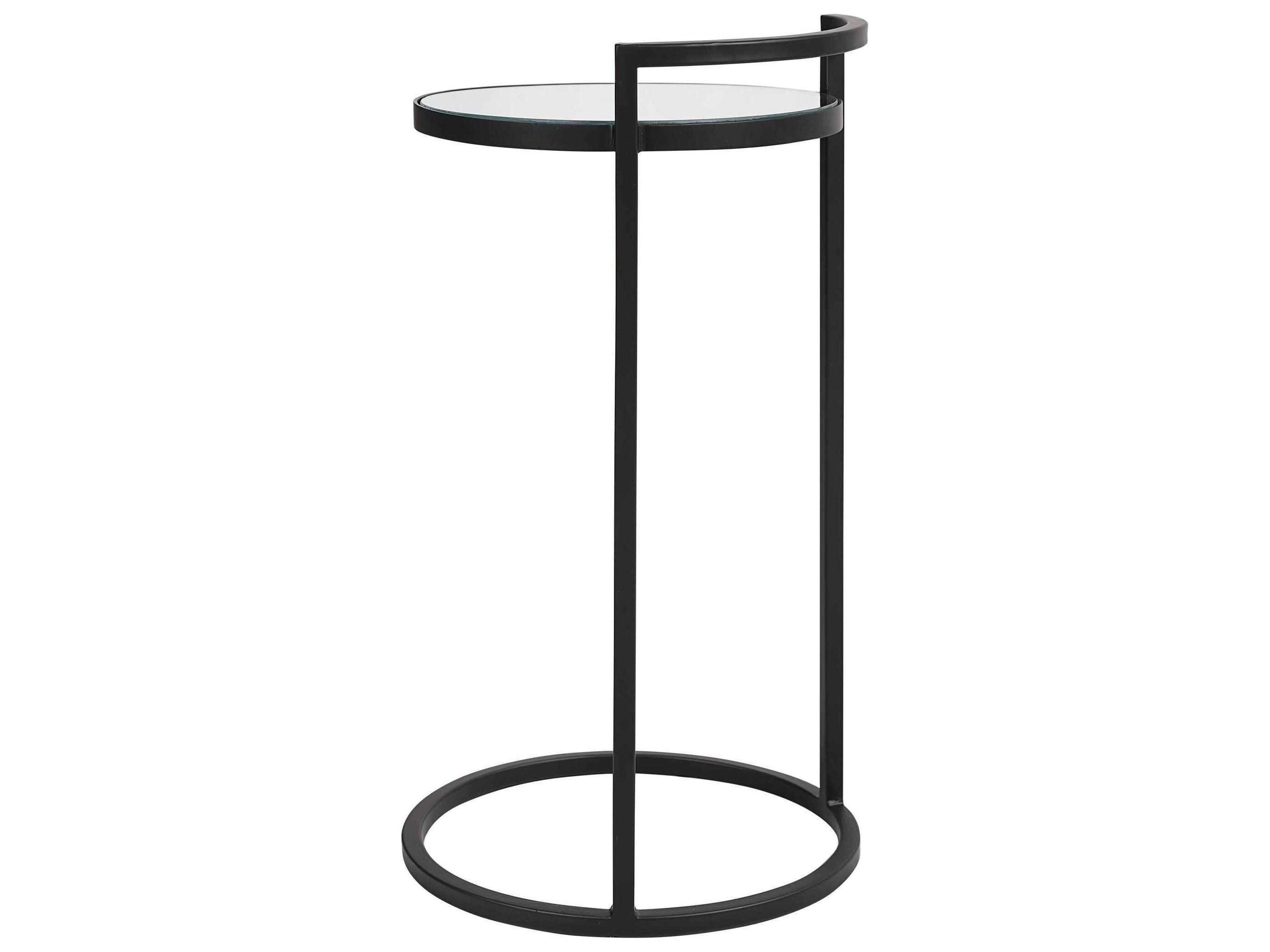 Luxecor Illumination Round Glass Matte Black End Table