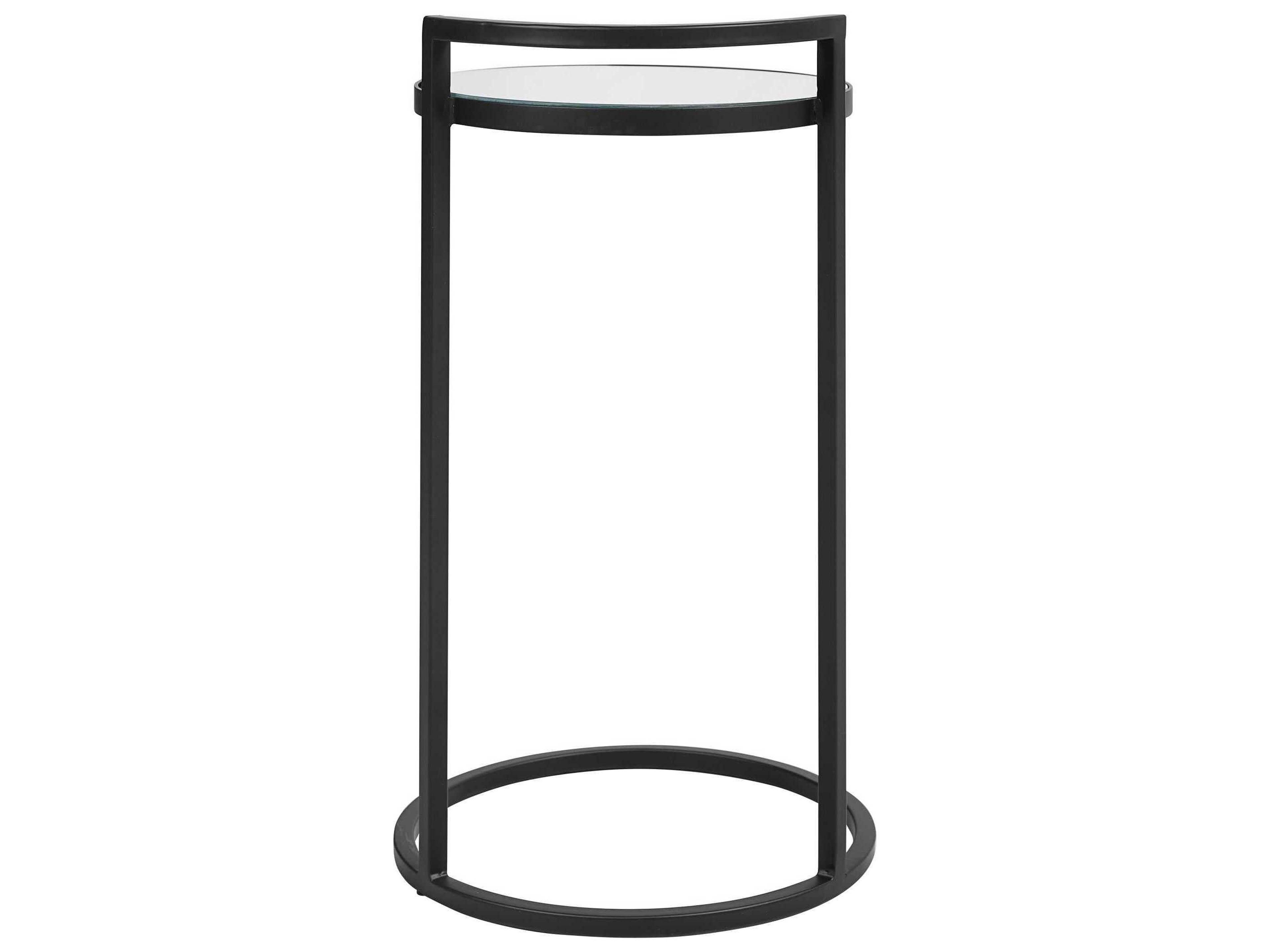Luxecor Illumination Round Glass Matte Black End Table