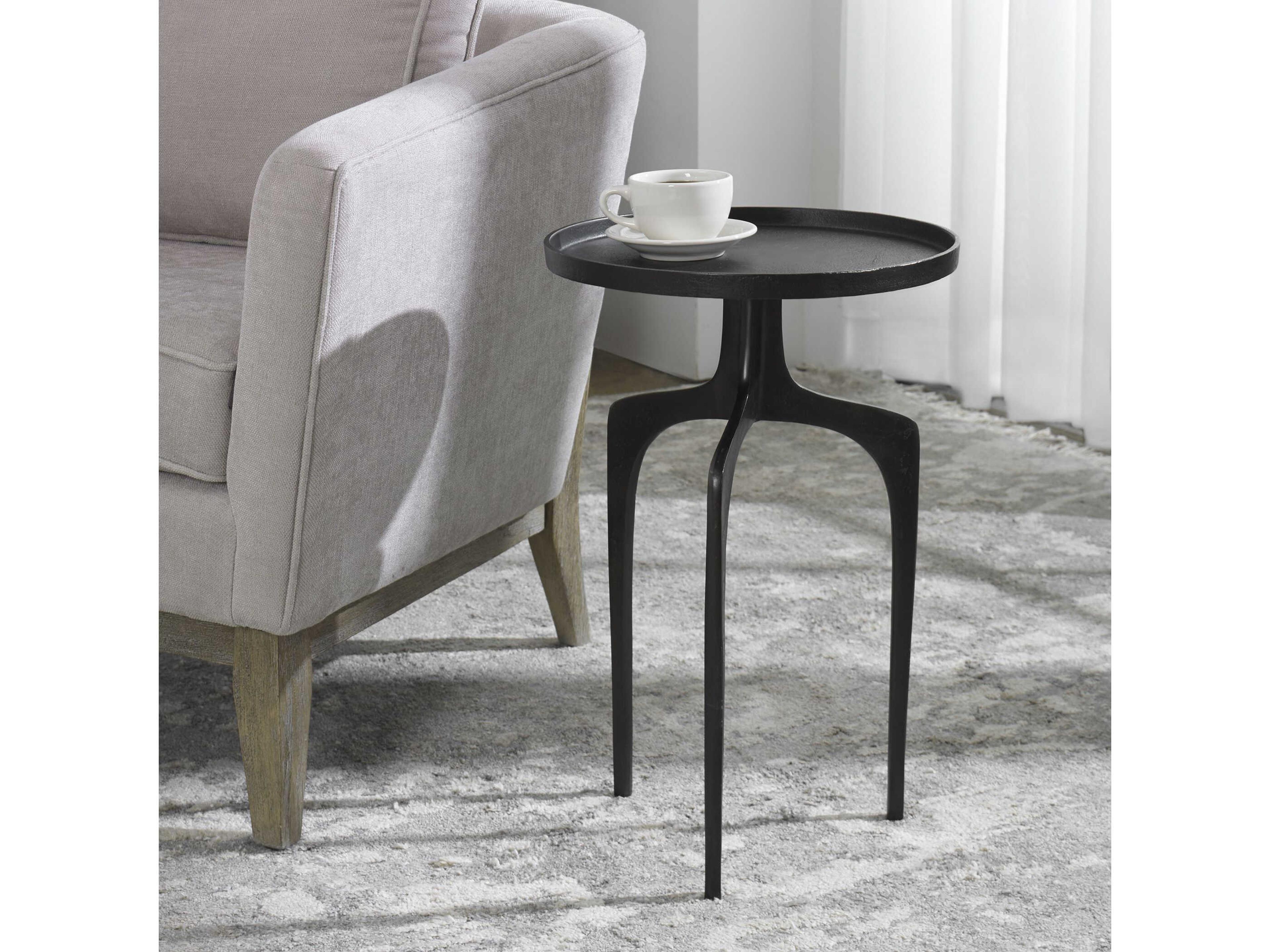 Luxecor Illumination Round Metal Dark Brown End Table