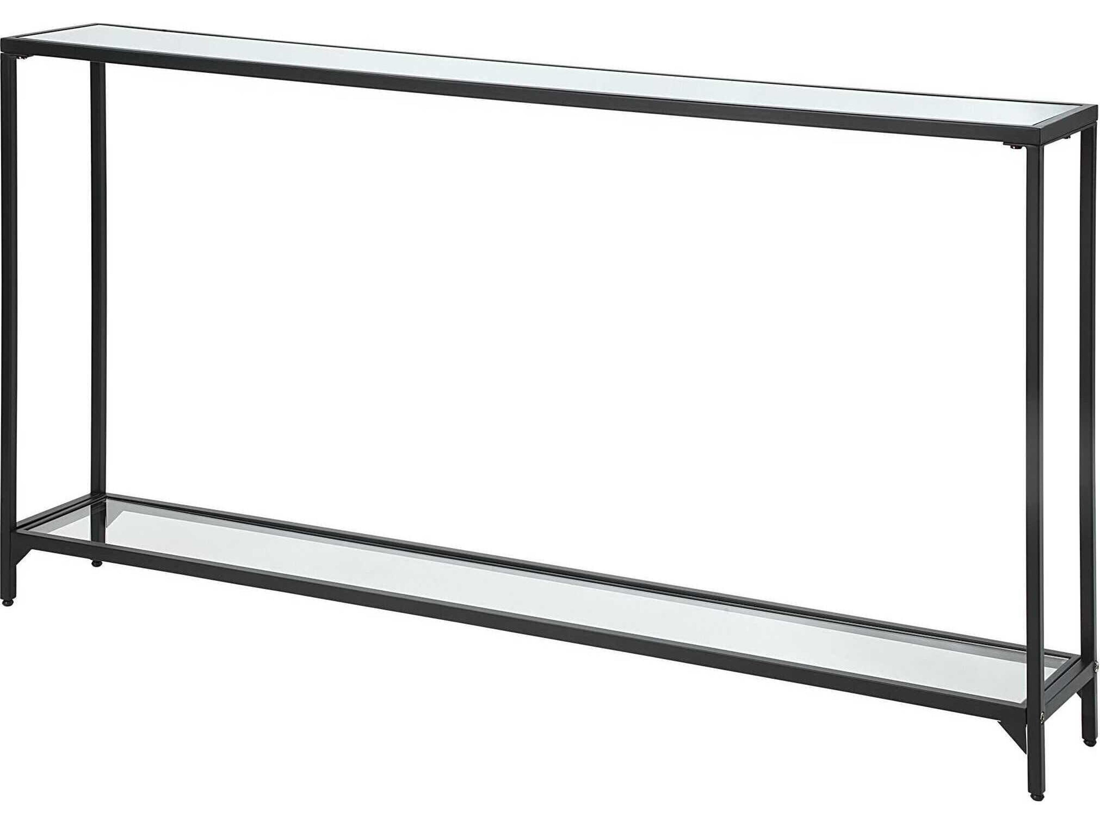 Illumination Rectangular Mirror Satin Black Console Table