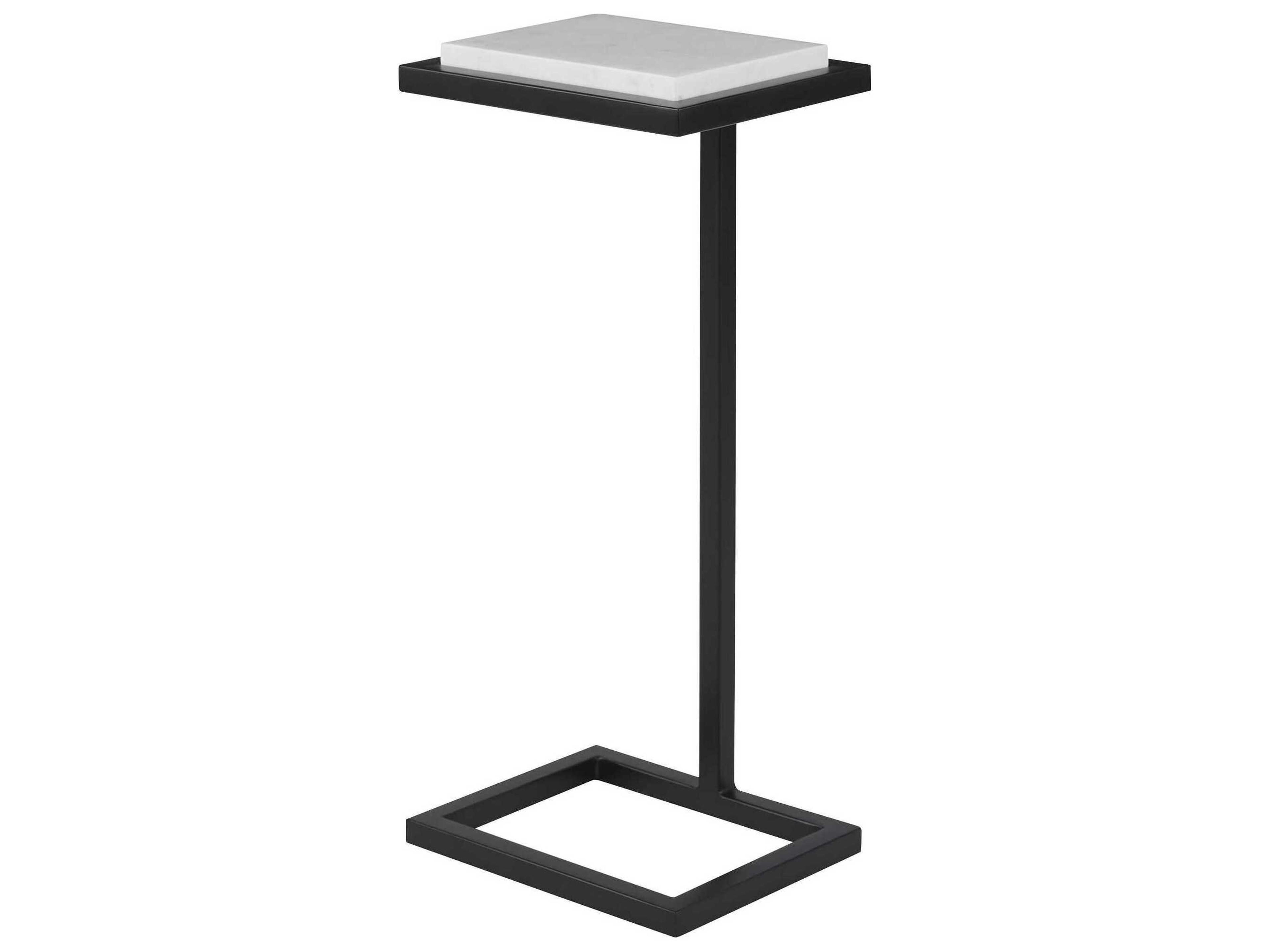 Illumination Rectangular Marble Satin Black Polished White End Table