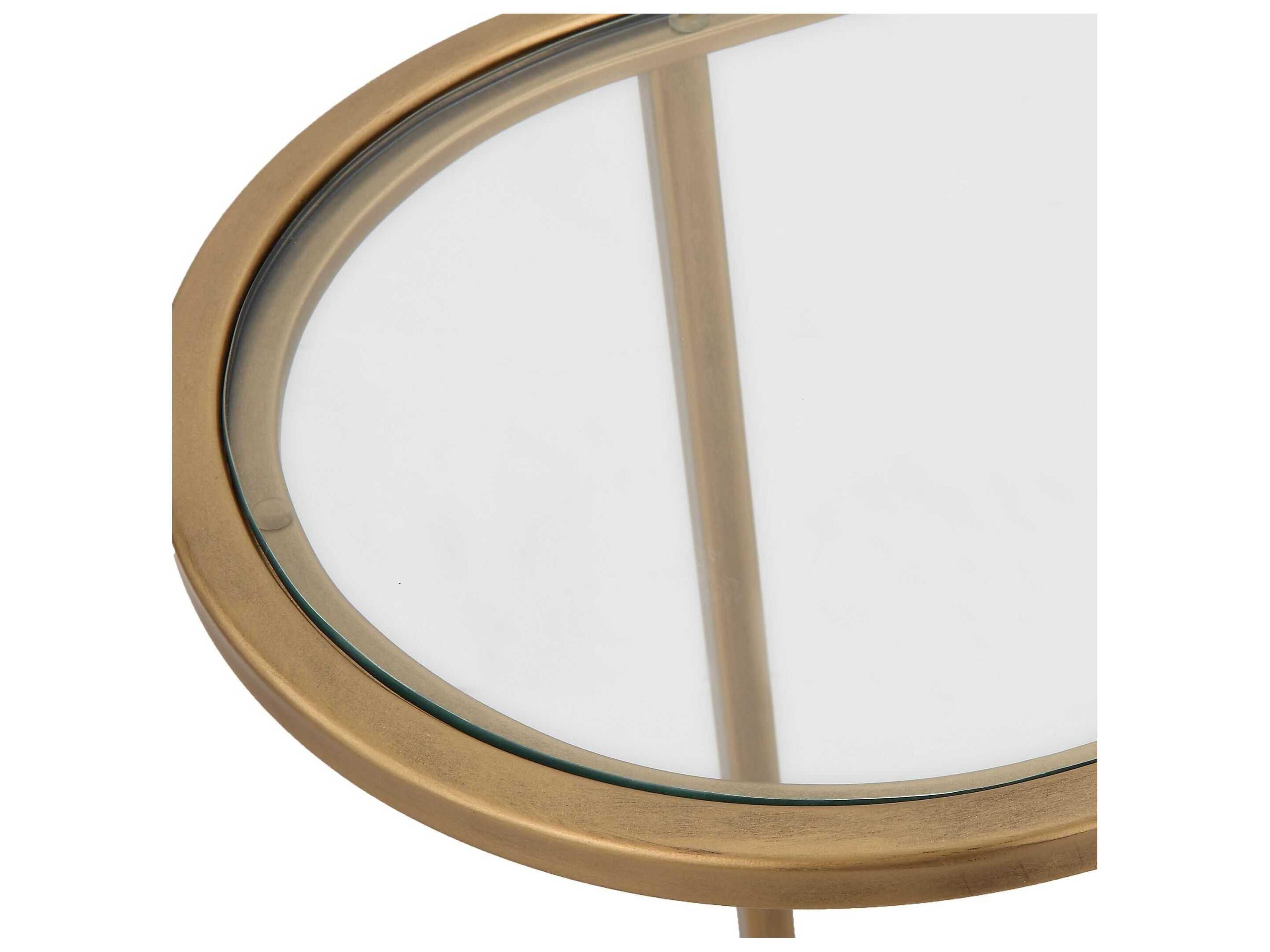 Luxecor Illumination Oval Glass Antique Brushed Brass End Table