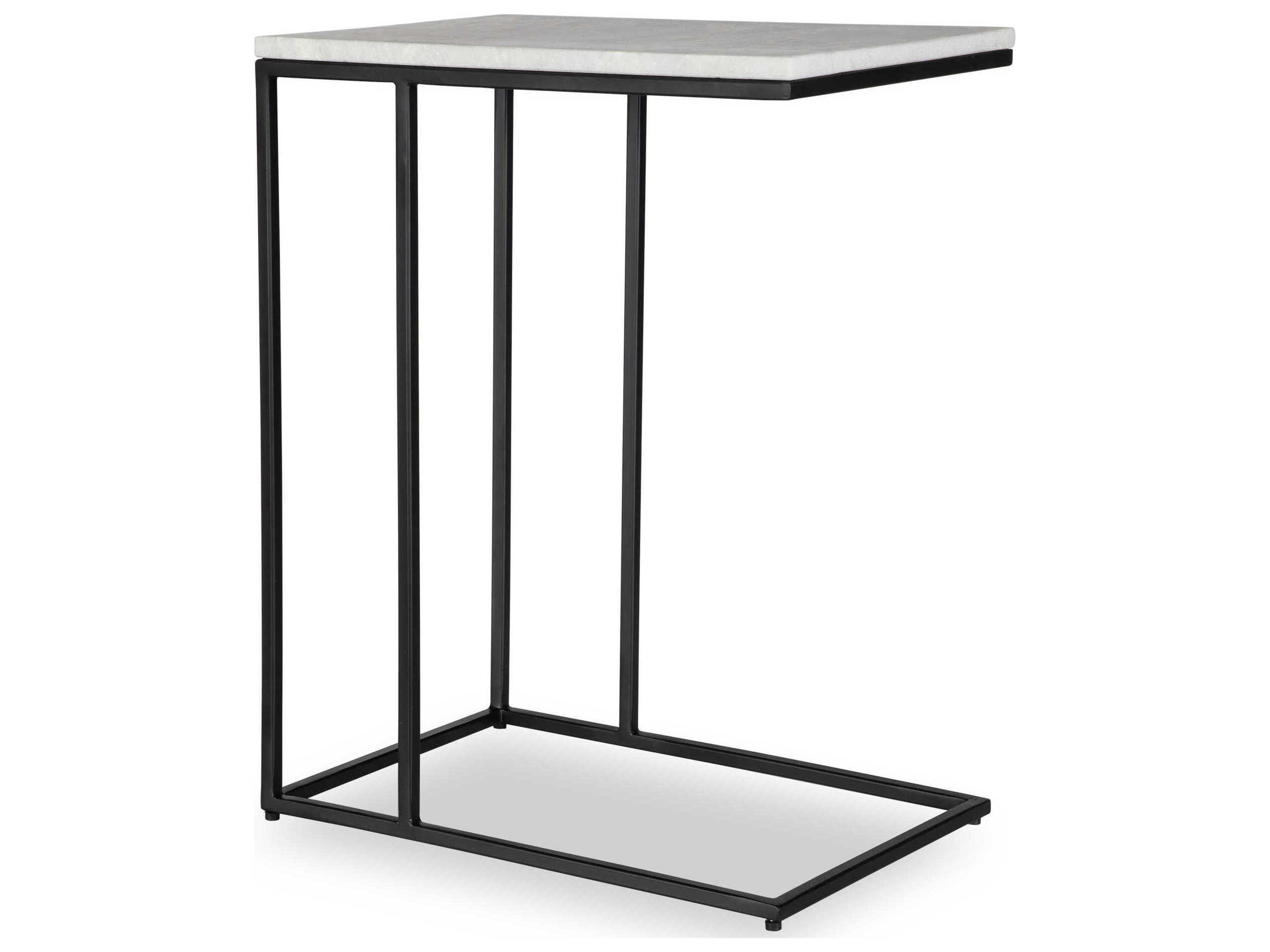 Illumination Rectangular Marble Black Gray End Table