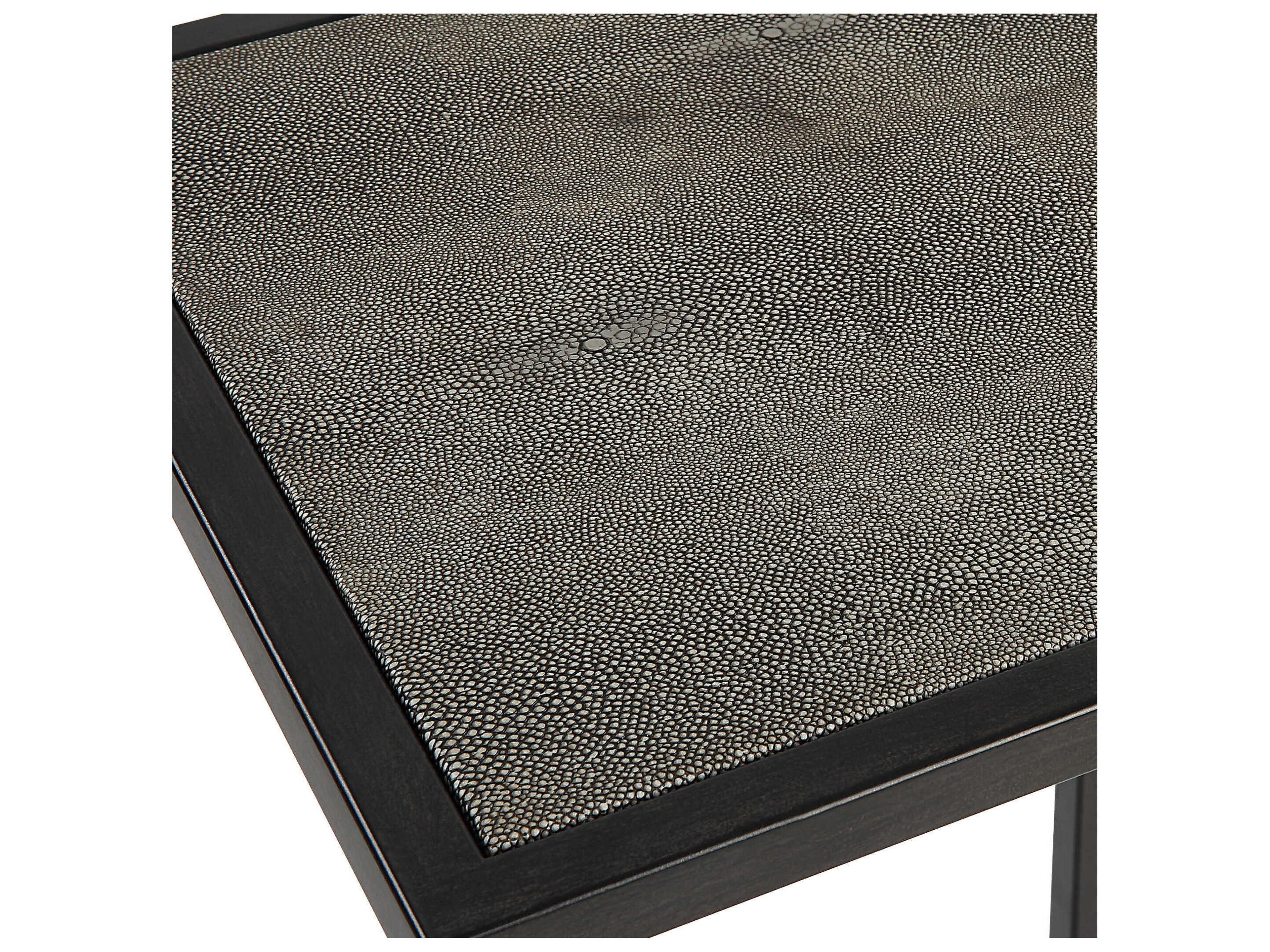 Luxecor Illumination Square Faux Leather Antique Black Gray End Table