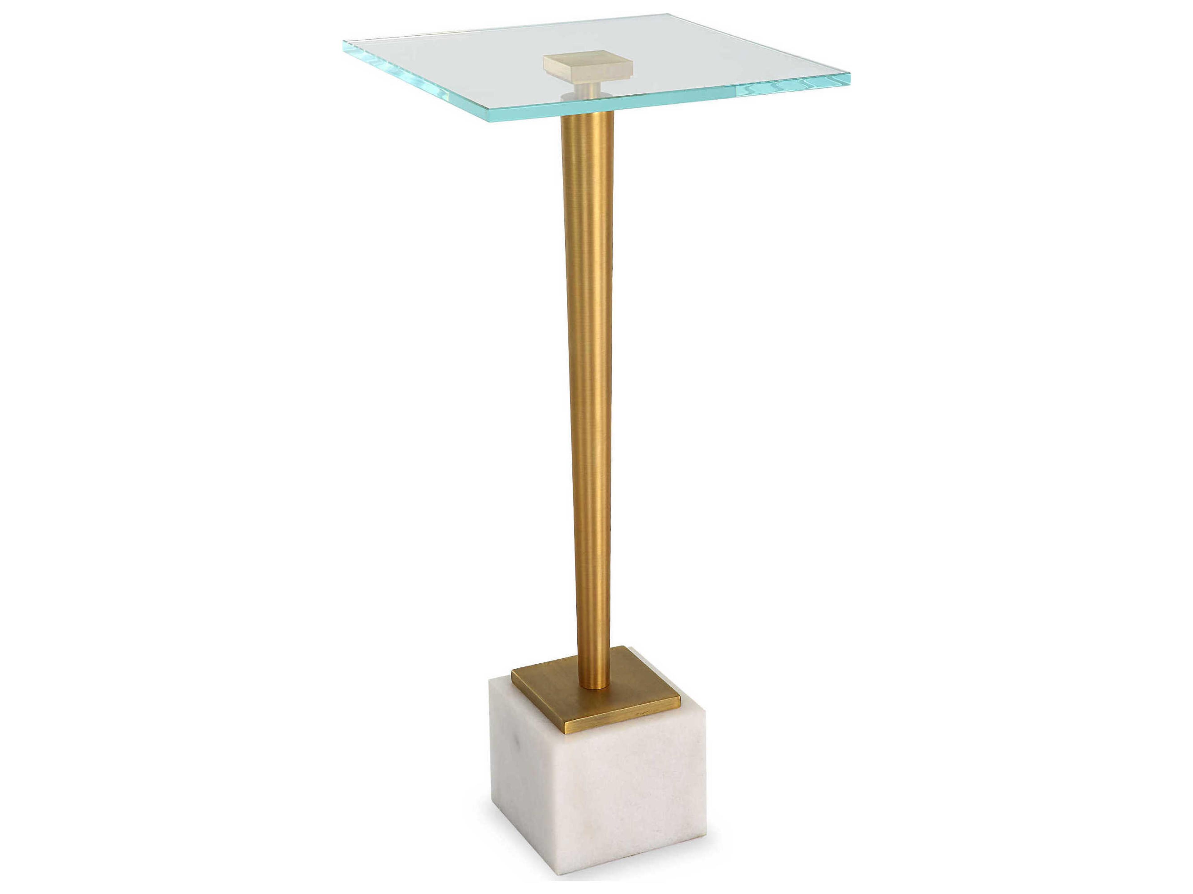 Illumination Square Glass Brass White End Table