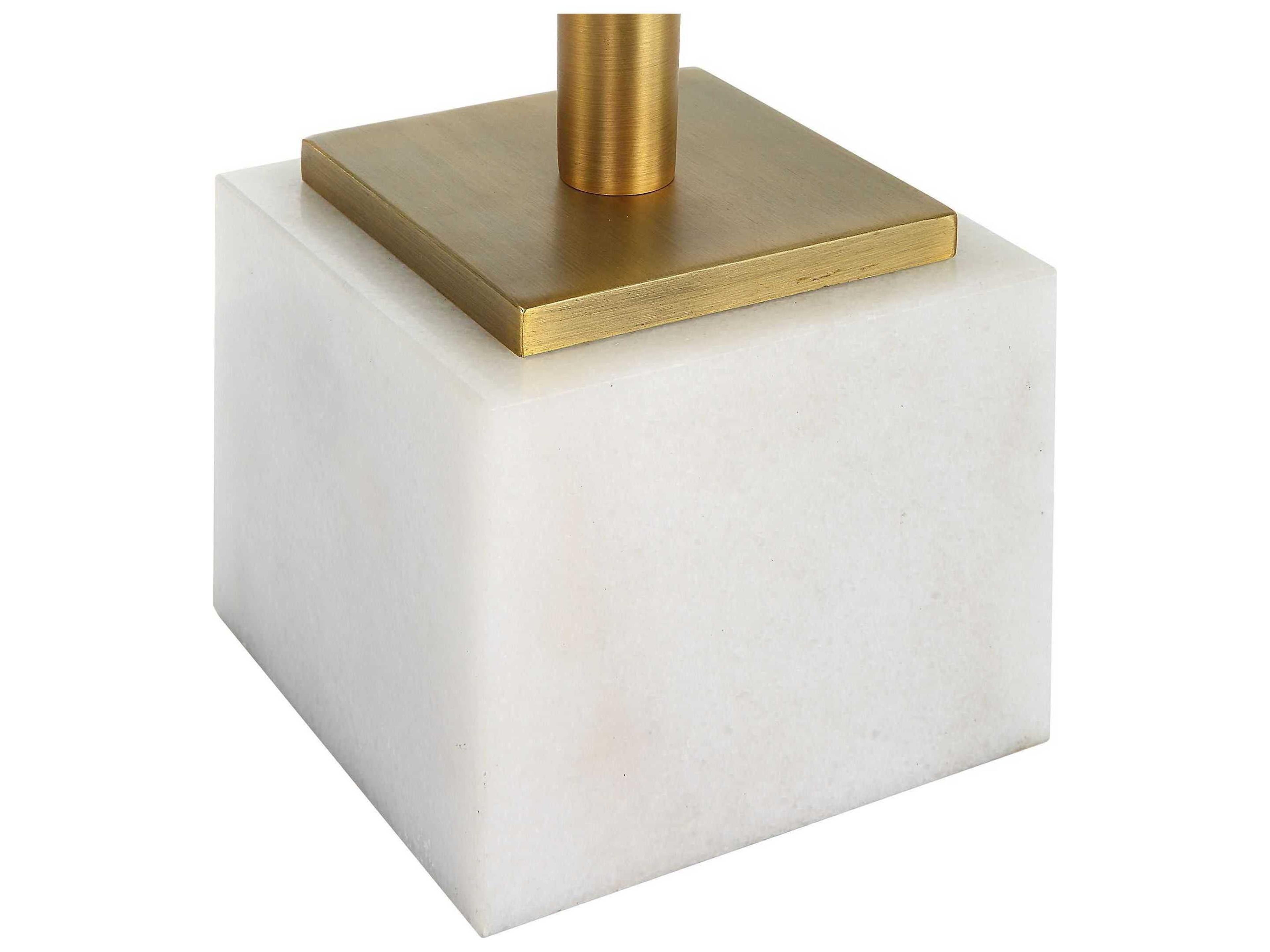 Luxecor Illumination Square Glass Brass White End Table