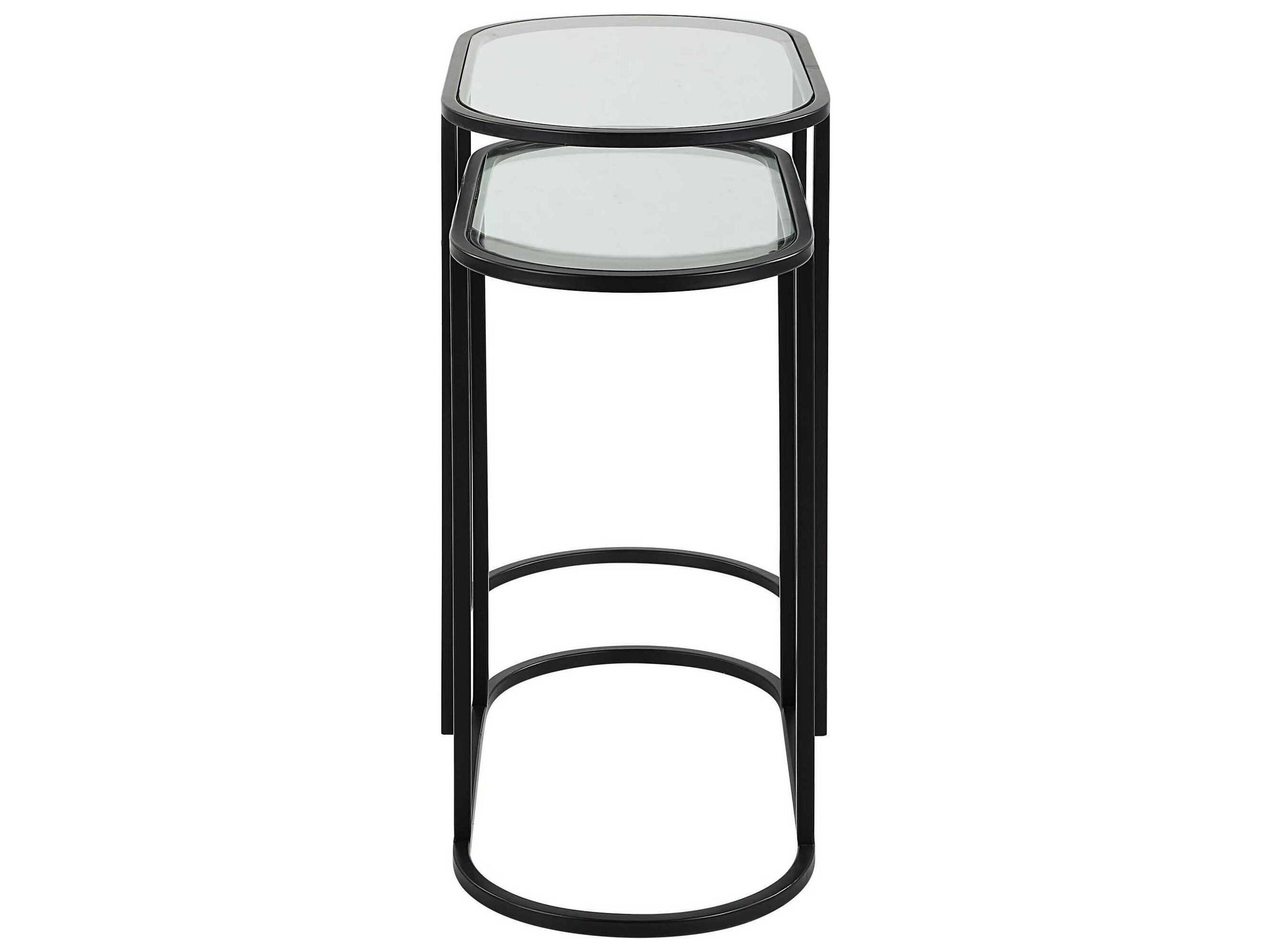 Luxecor Illumination Oval Glass Matte Black End Table