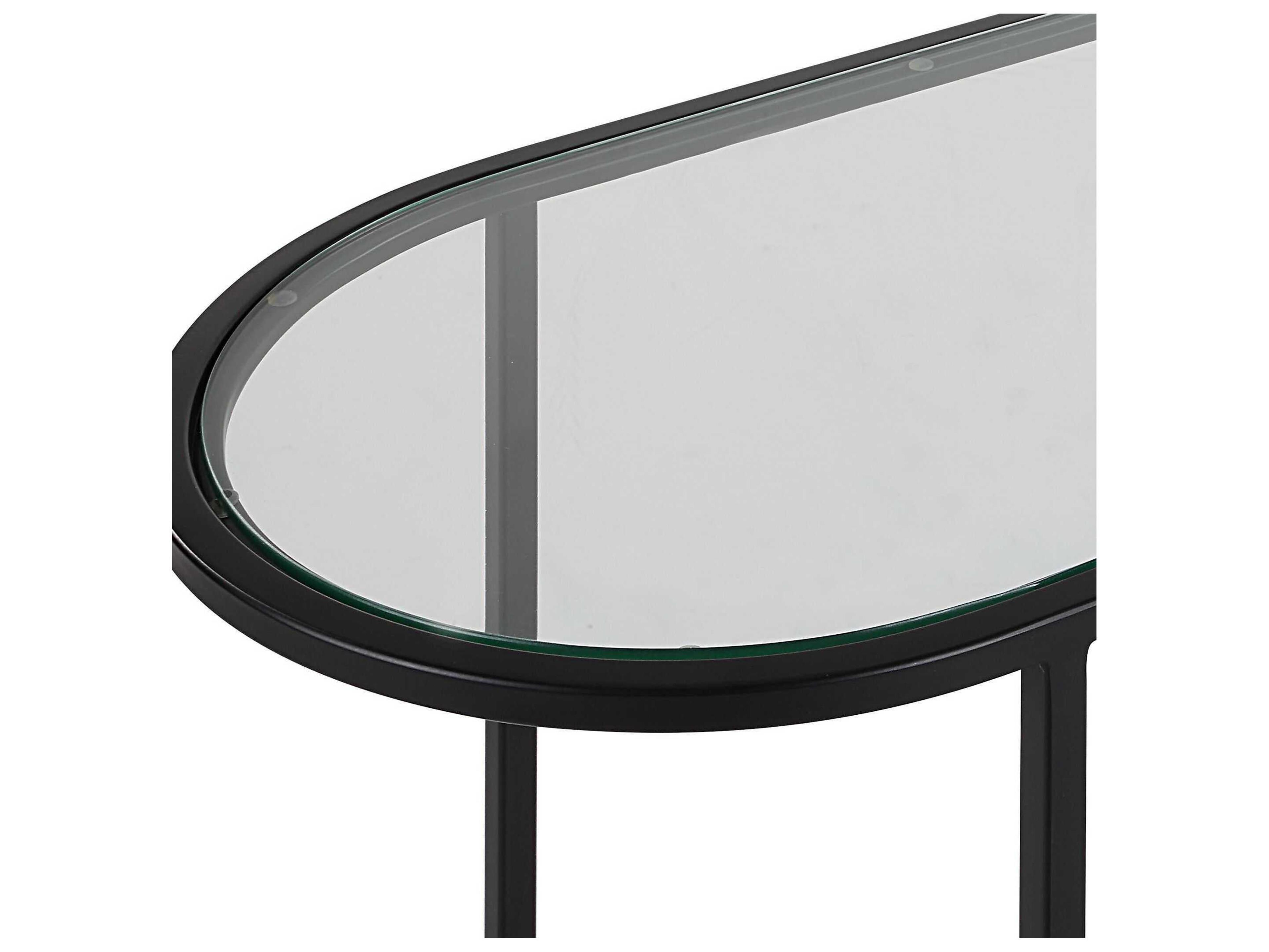 Luxecor Illumination Oval Glass Matte Black End Table