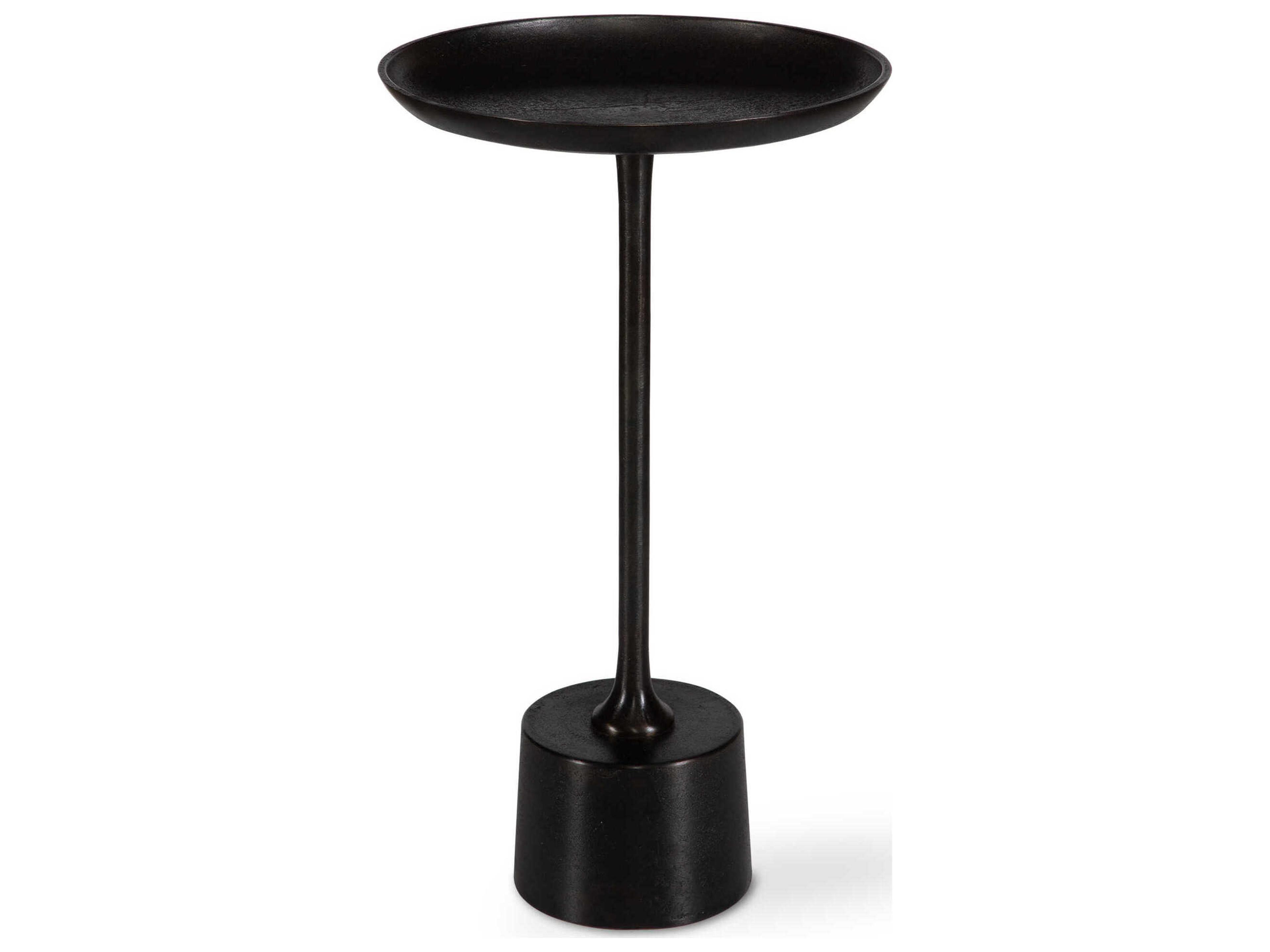 Luxecor Illumination Round Metal Raw Dark Brown End Table