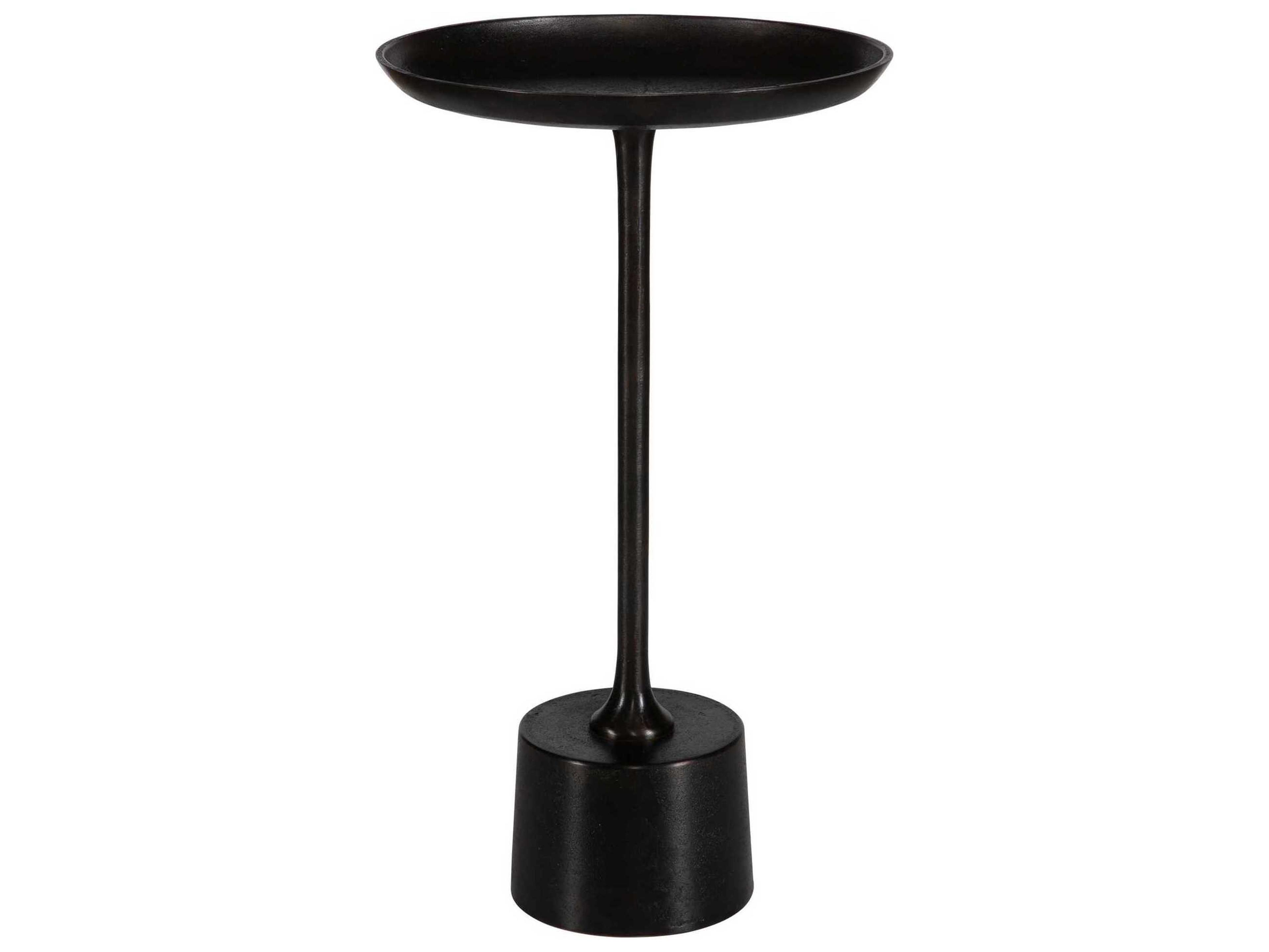 Luxecor Illumination Round Metal Raw Dark Brown End Table