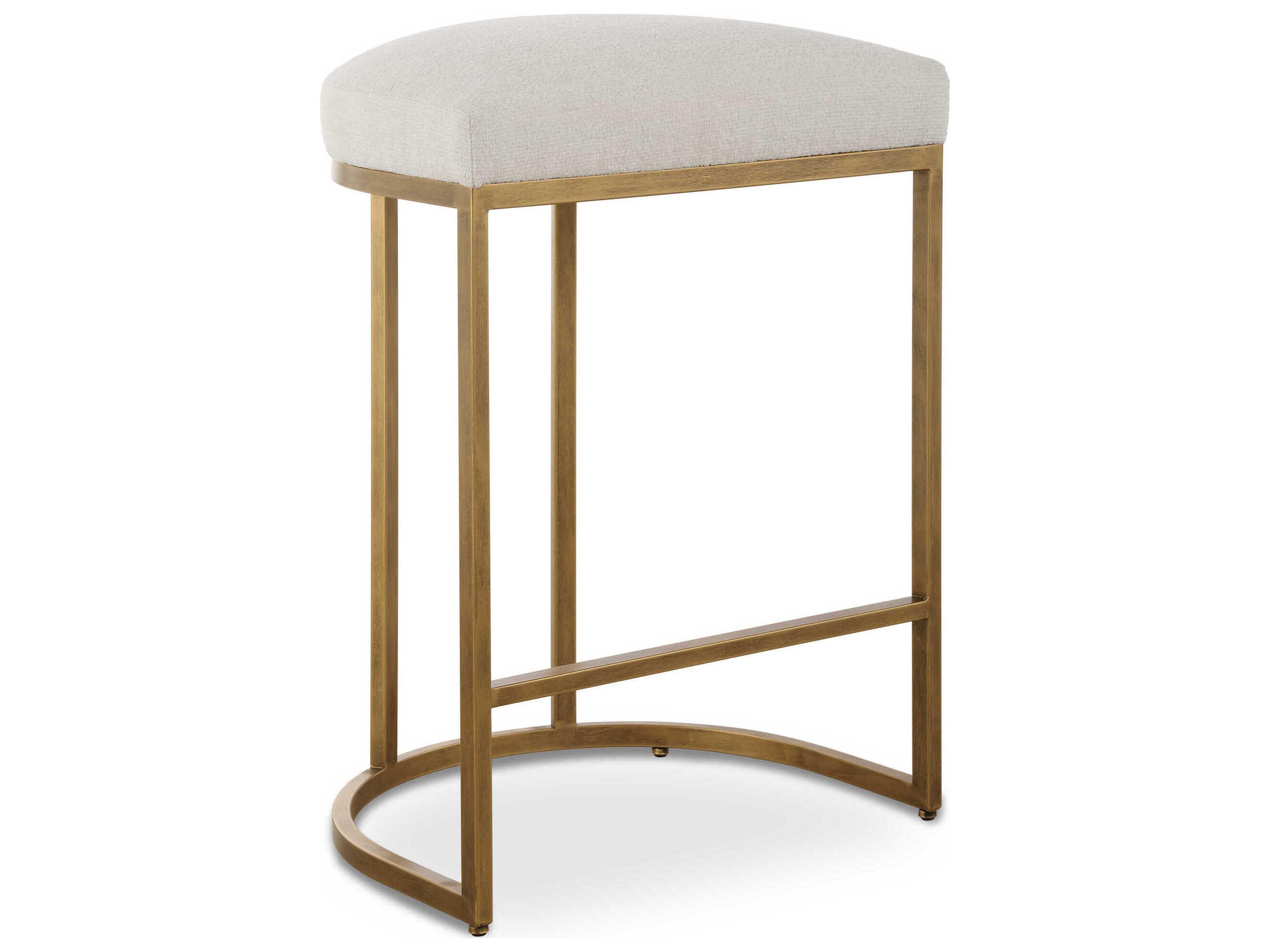 Illumination Brushed Brass Light Cream Upholstered Counter Stool