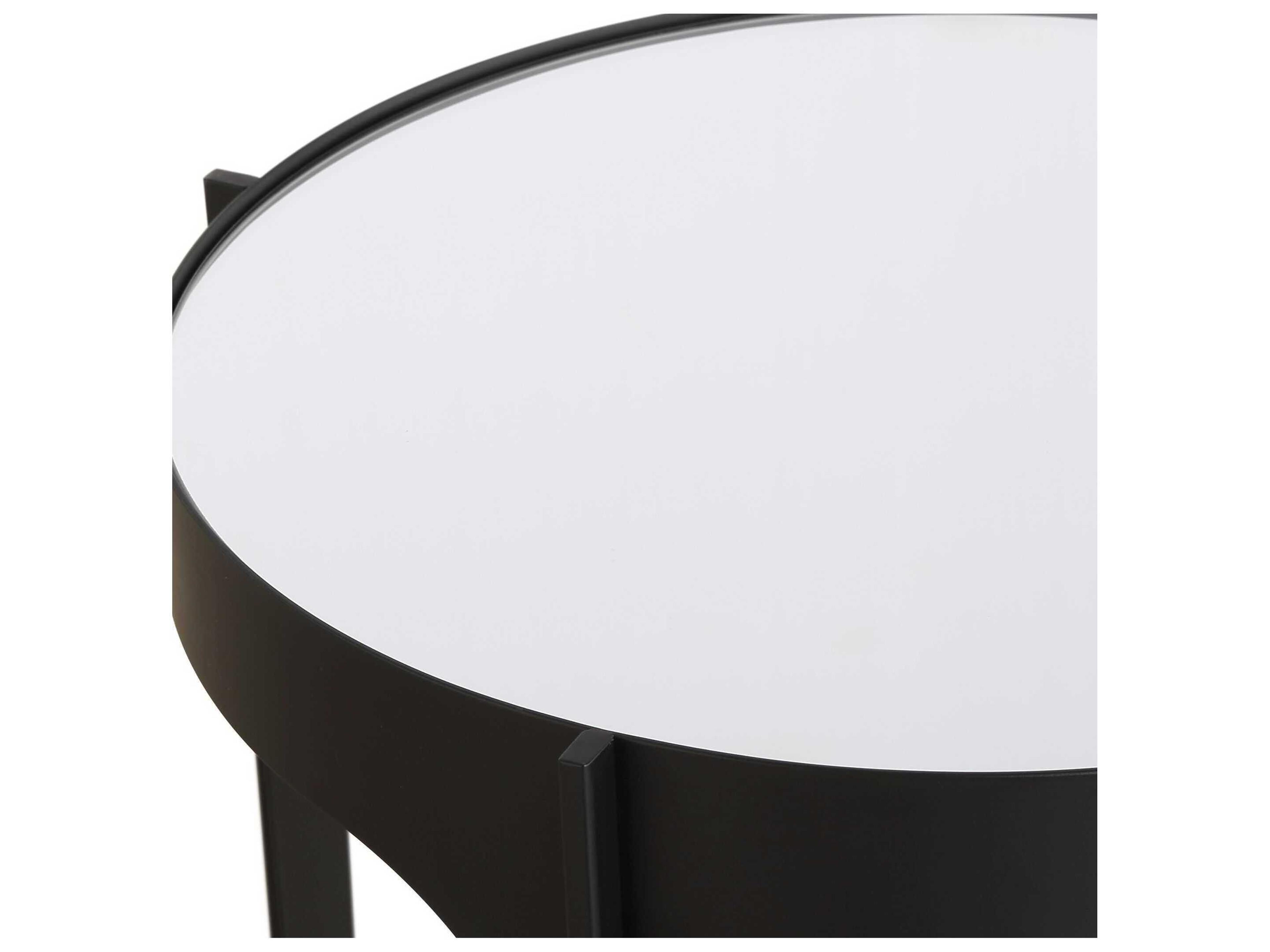 Luxecor Illumination Round Mirror Matte Black End Table