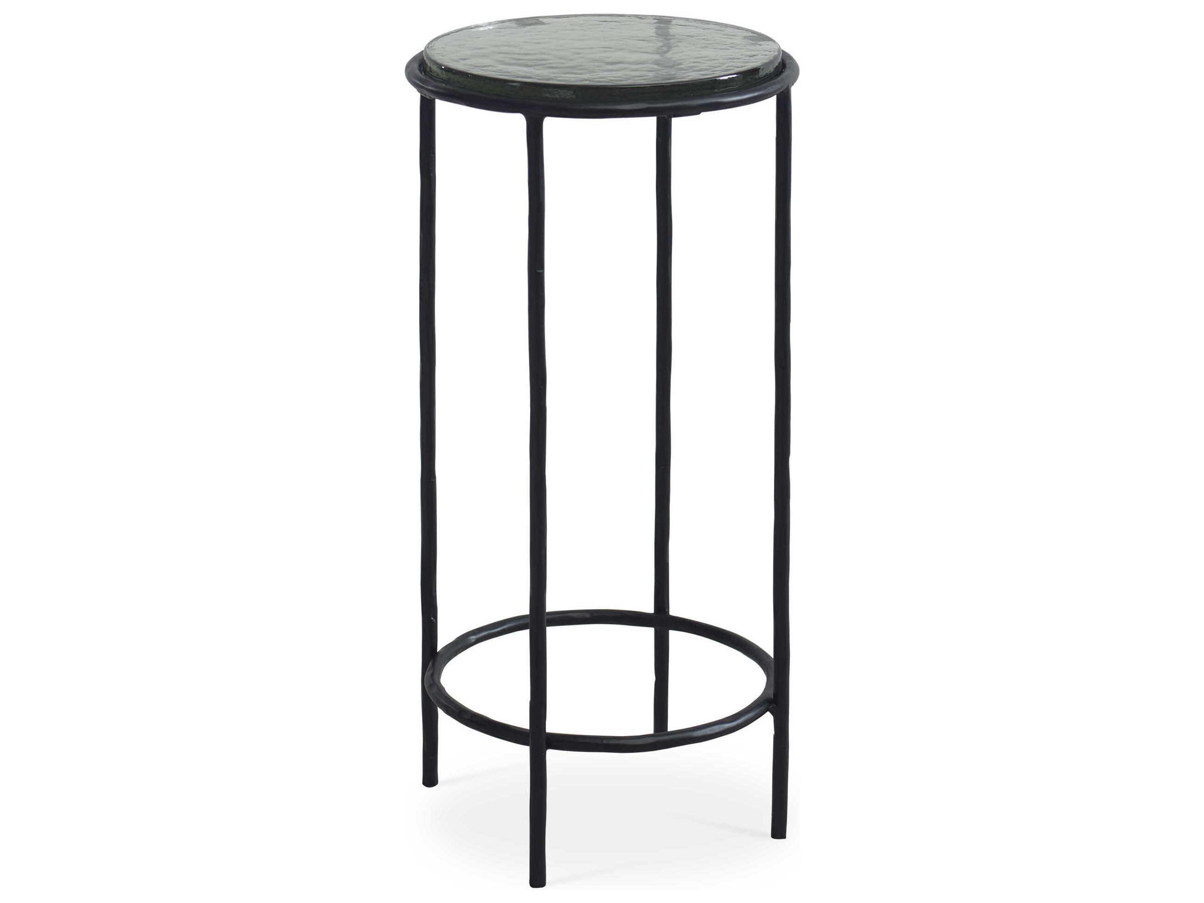 Luxecor Illumination Round Glass Black End Table