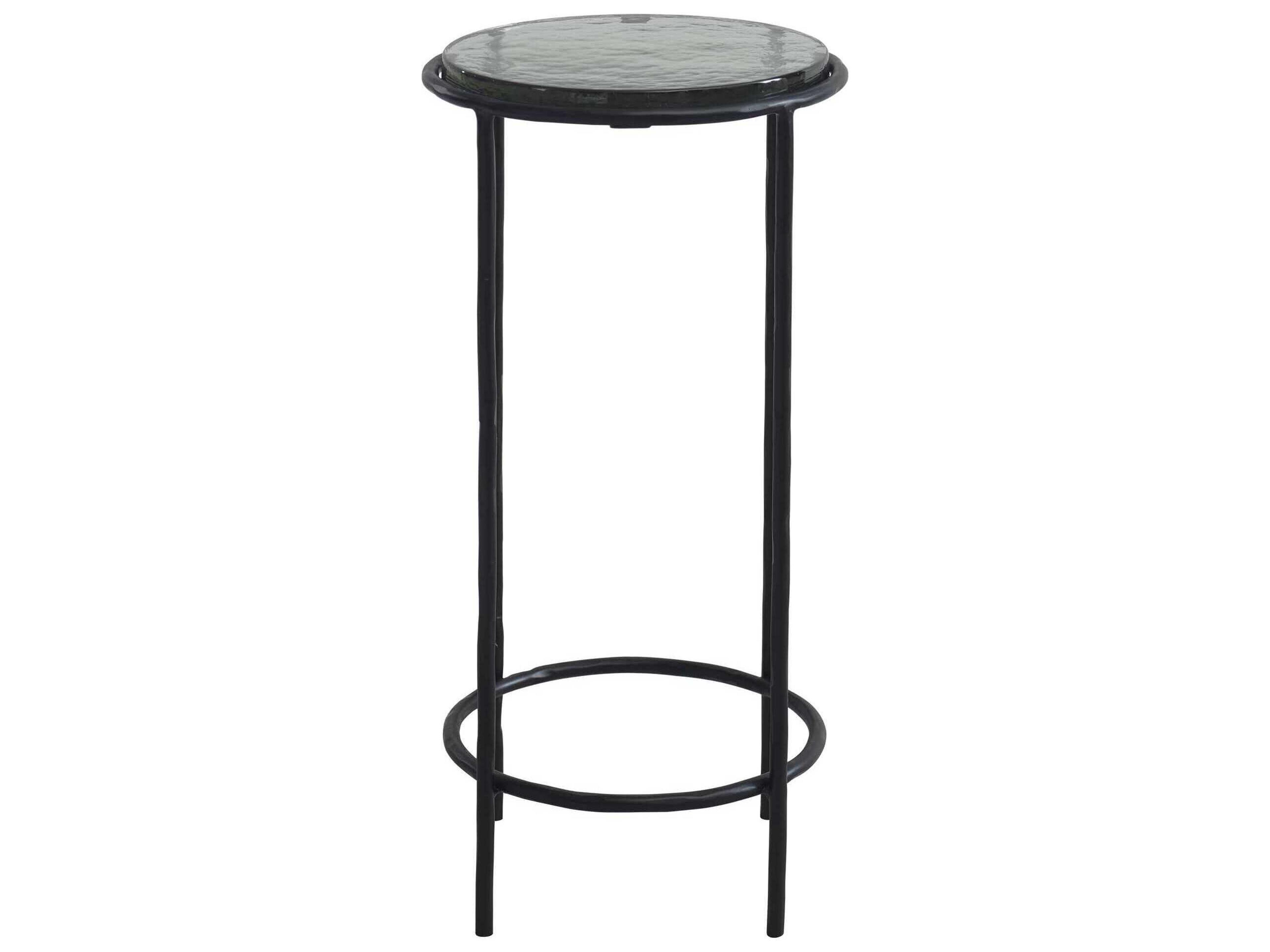 Luxecor Illumination Round Glass Black End Table