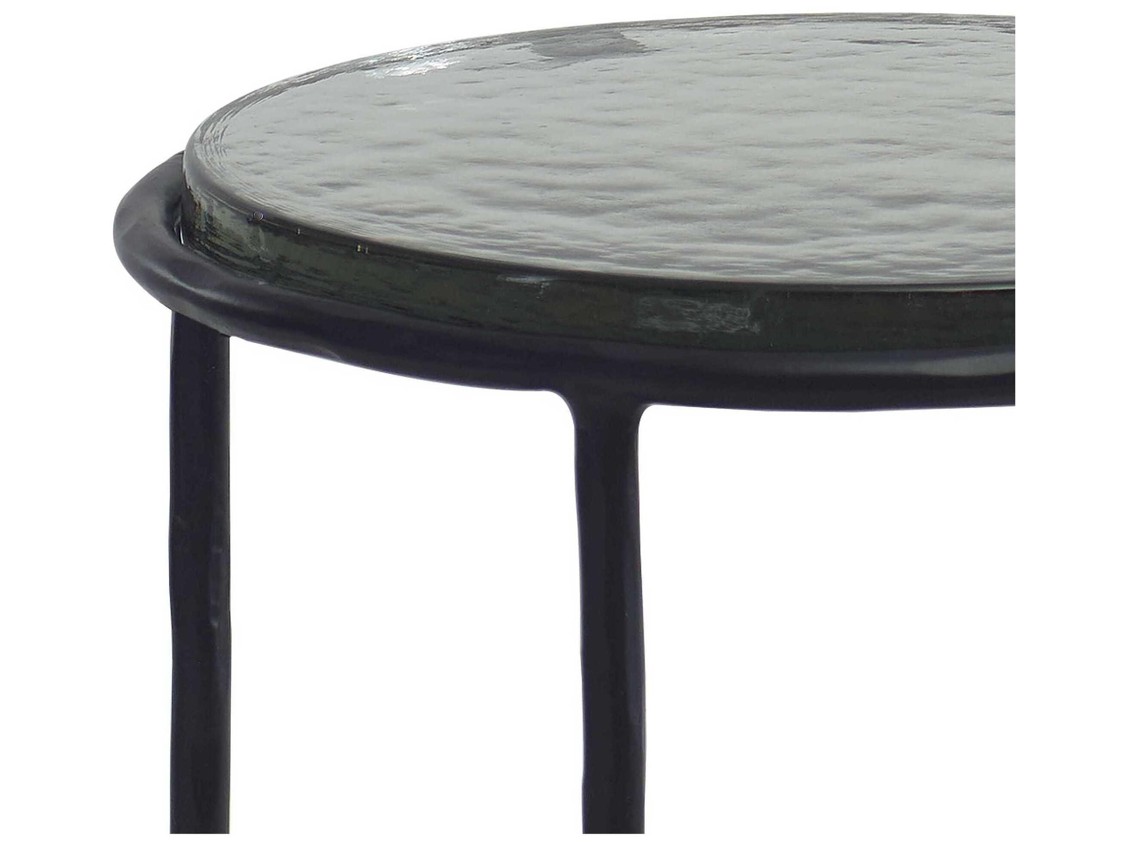 Luxecor Illumination Round Glass Black End Table