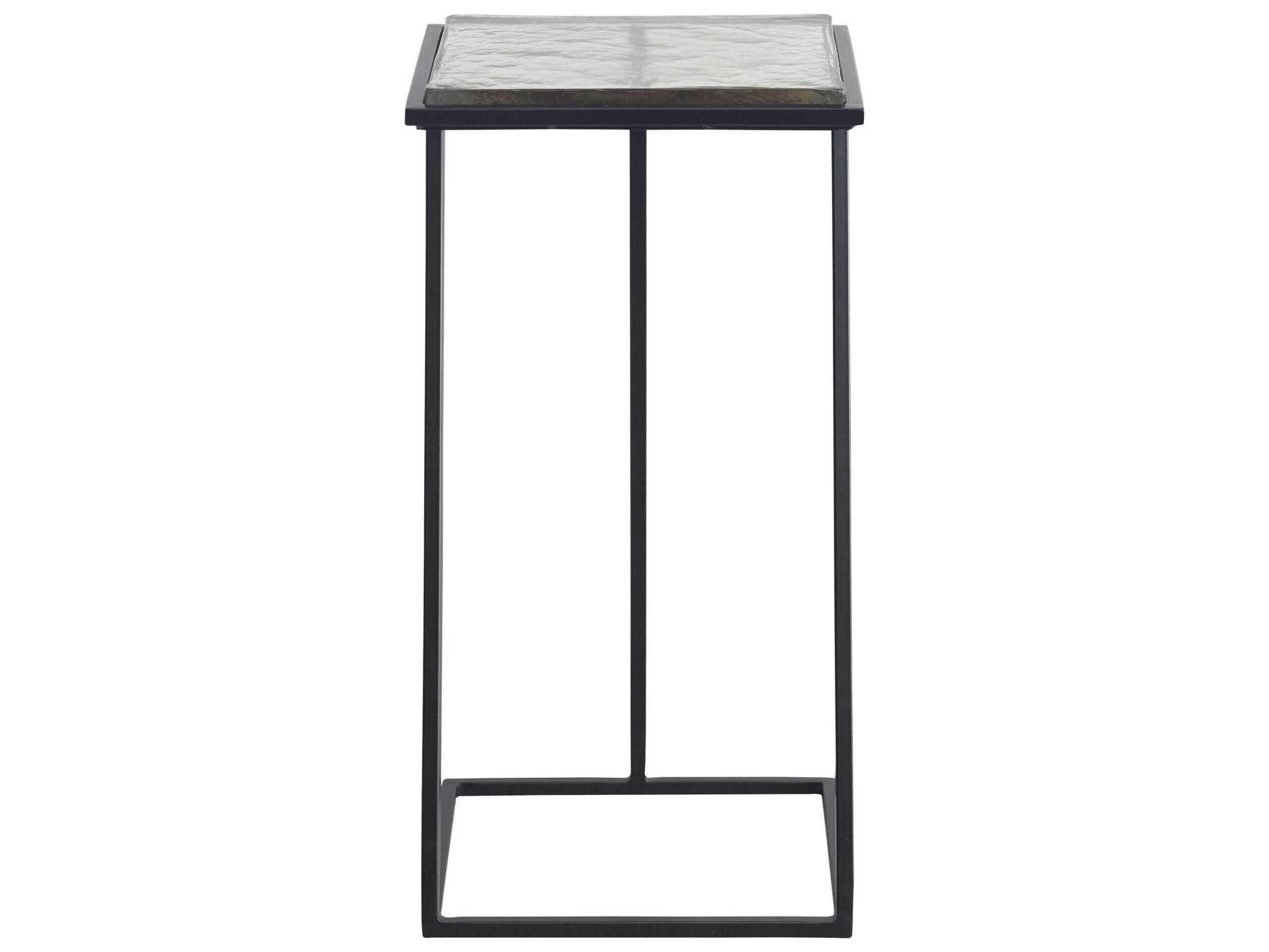 Luxecor Illumination Rectangular Glass Black End Table