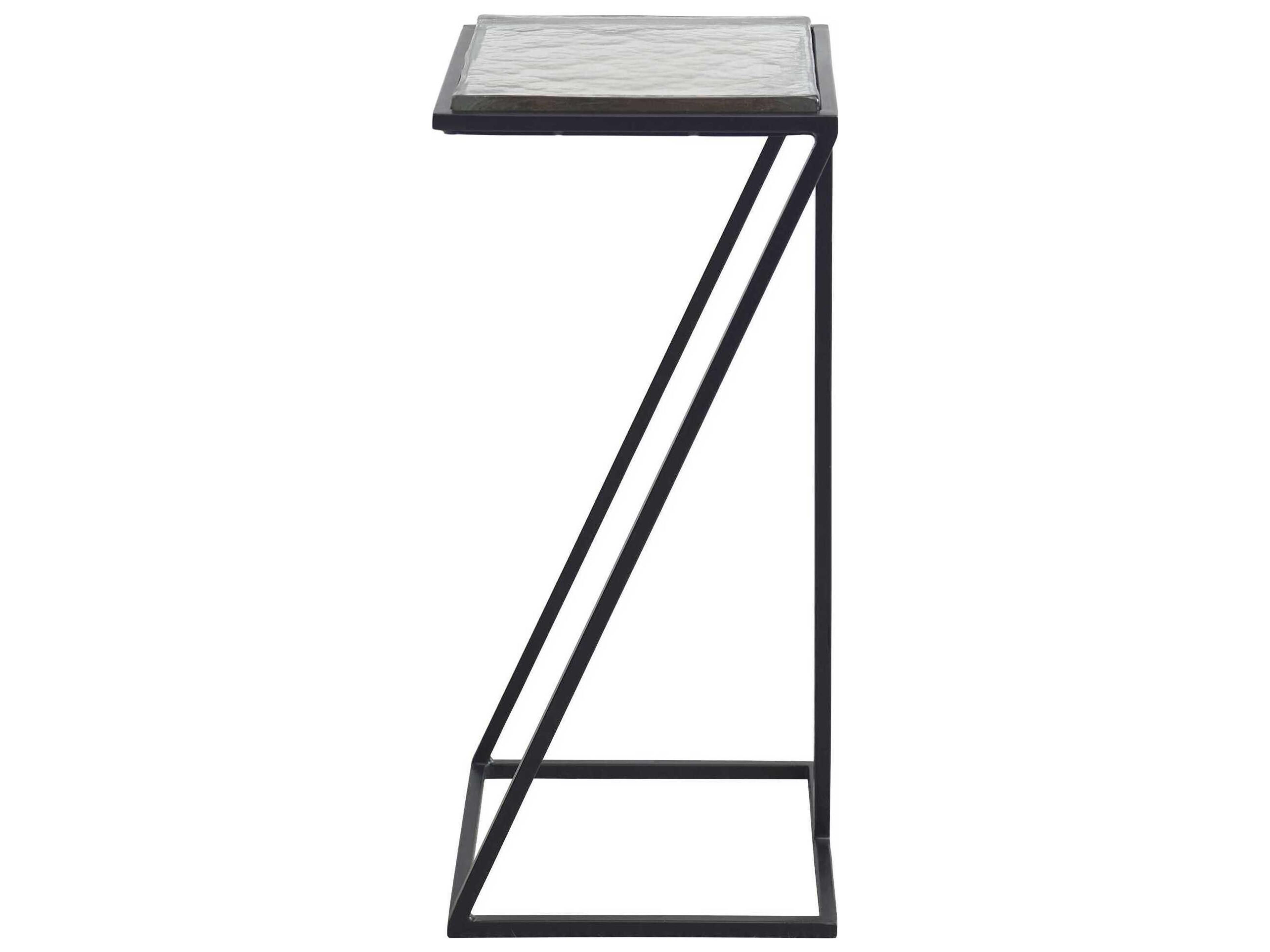 Luxecor Illumination Rectangular Glass Black End Table