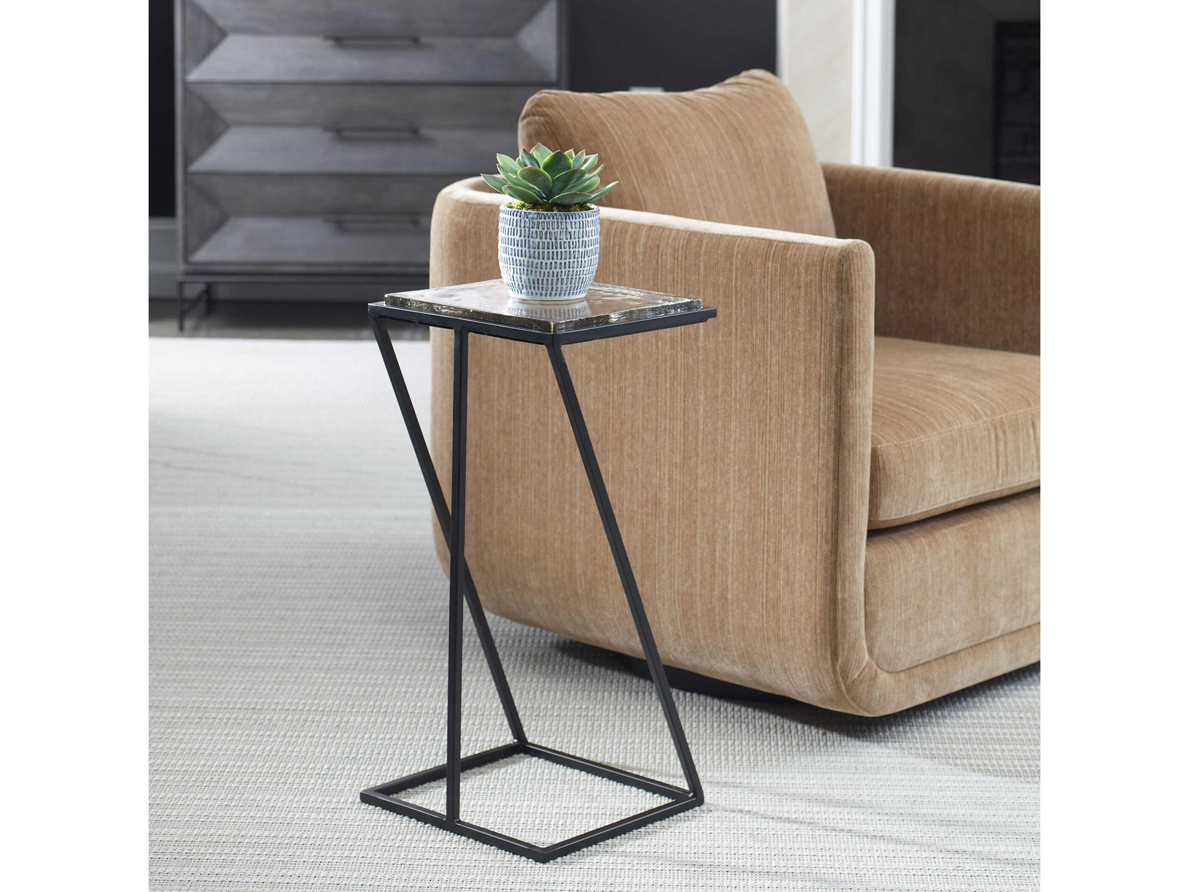 Luxecor Illumination Rectangular Glass Black End Table