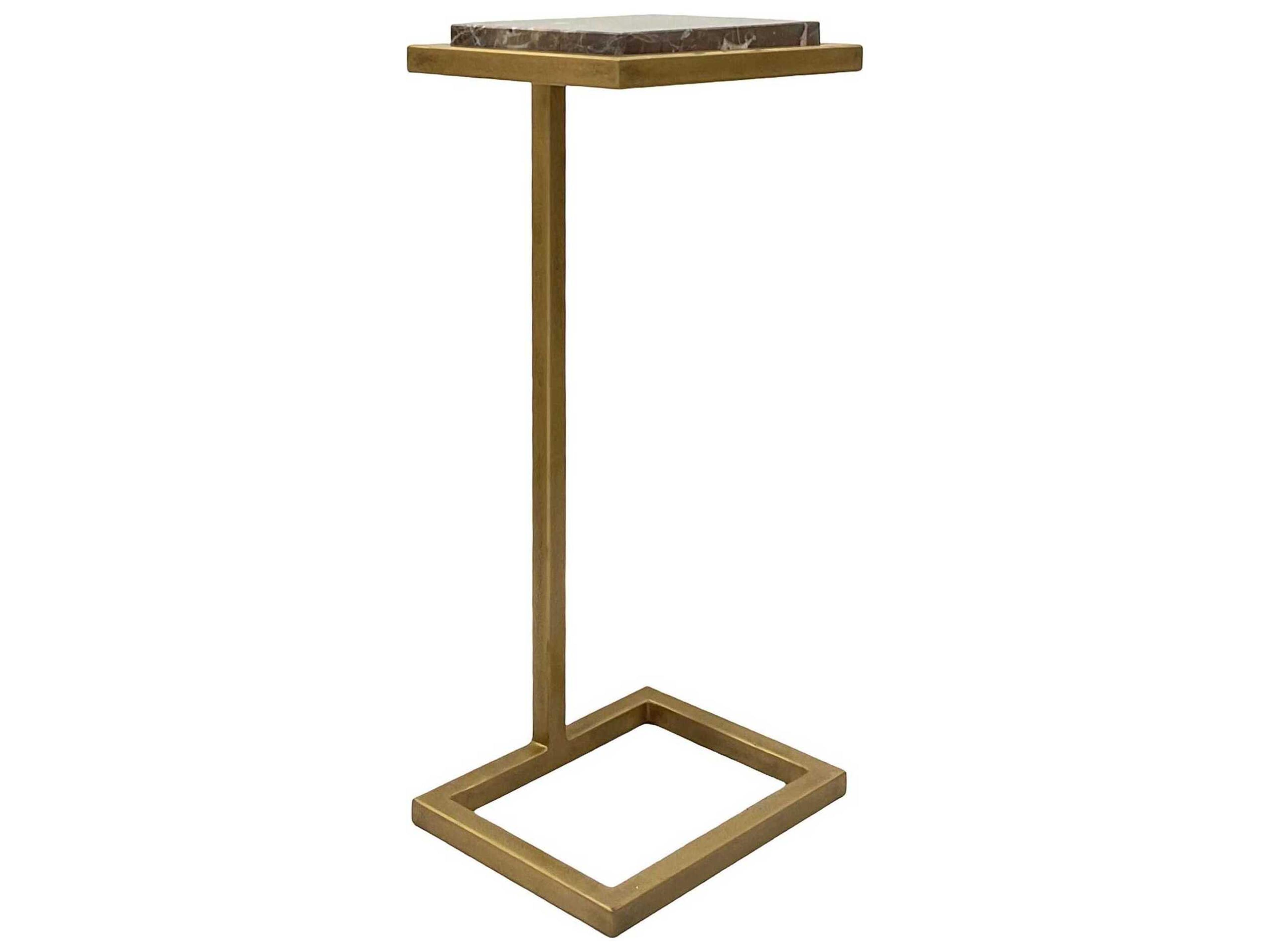 Illumination Rectangular Marble Gold Brown End Table