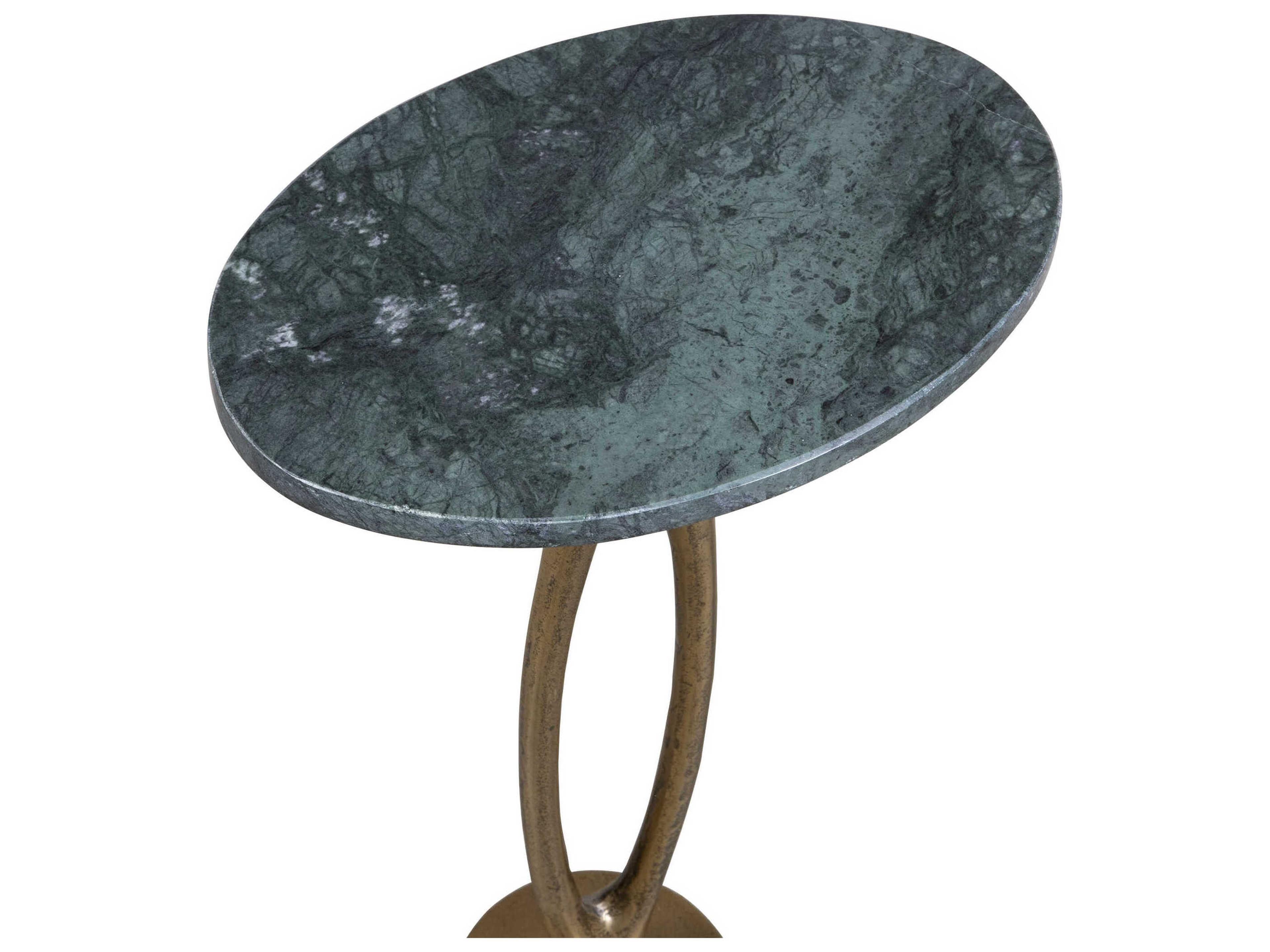 Luxecor Illumination Round Marble Antique Brass End Table