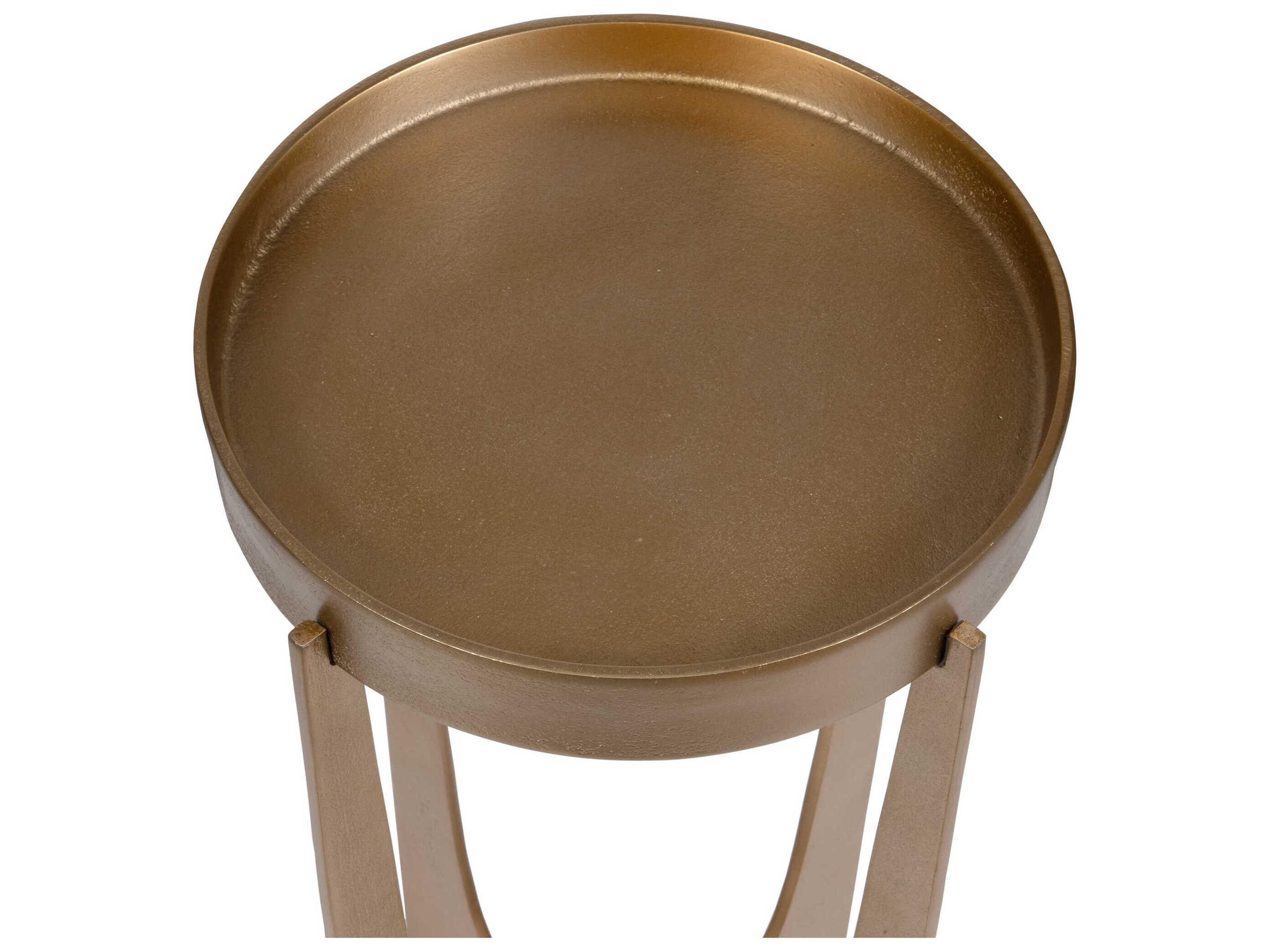 Luxecor Illumination Round Metal Raw Old Brass Antique End Table