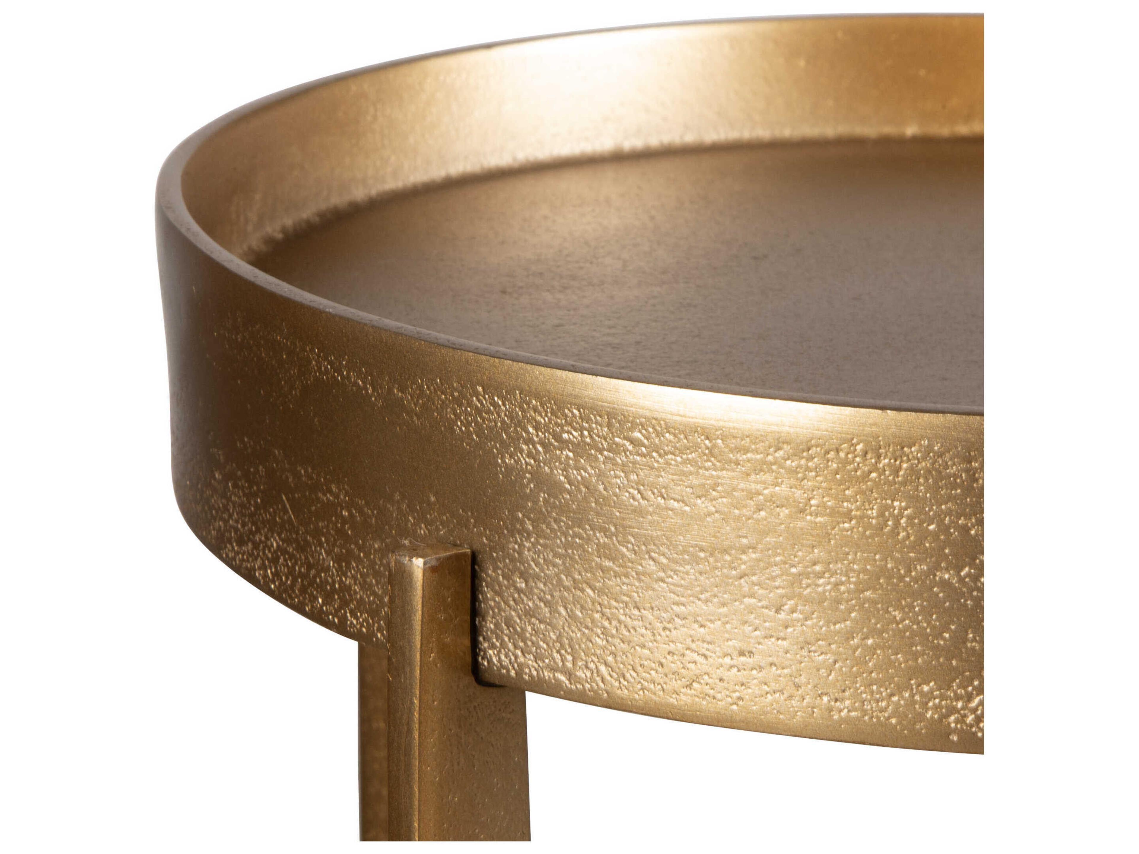 Luxecor Illumination Round Metal Raw Old Brass Antique End Table