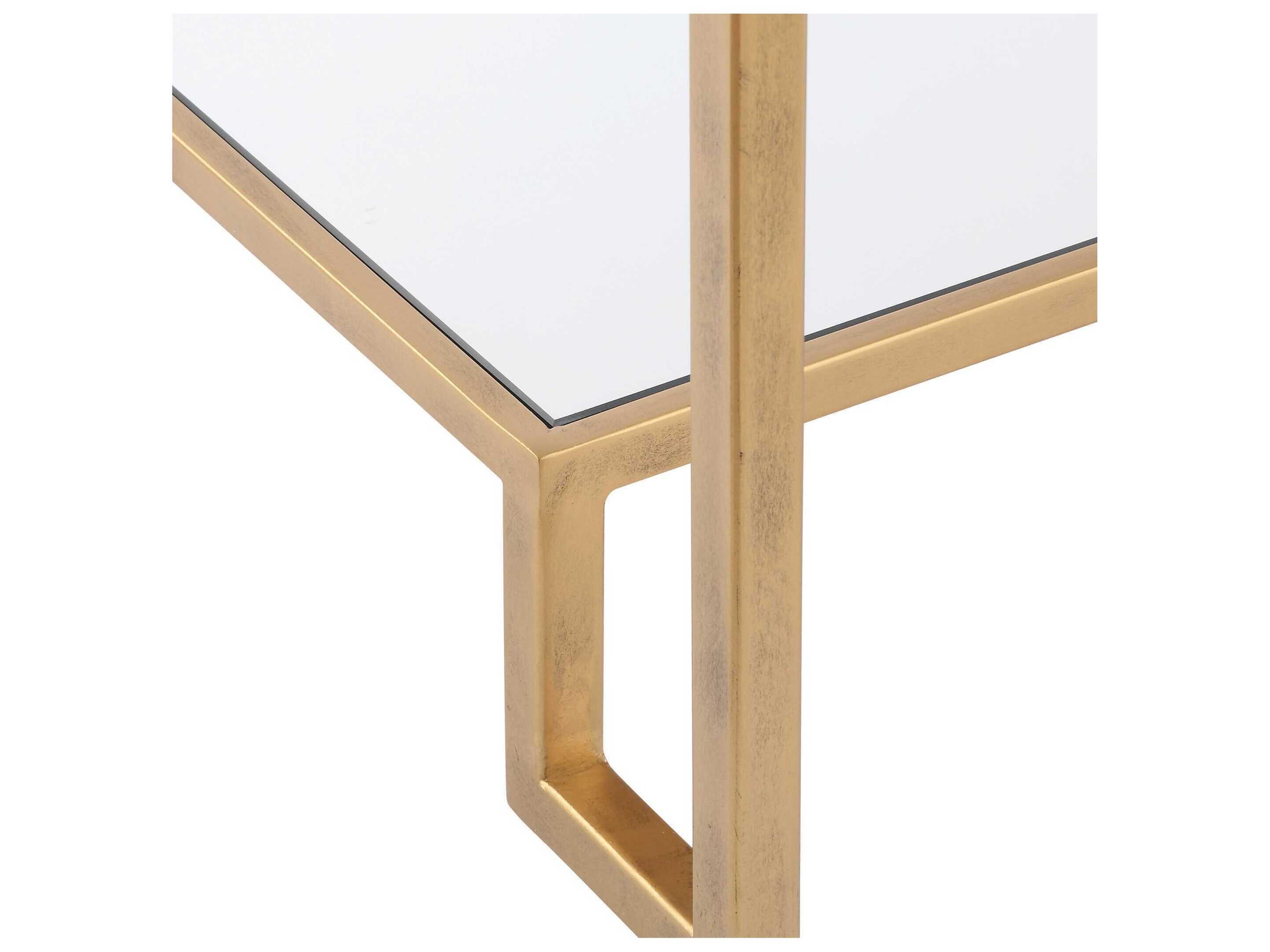 Luxecor Illumination Square Glass Antique Gold End Table