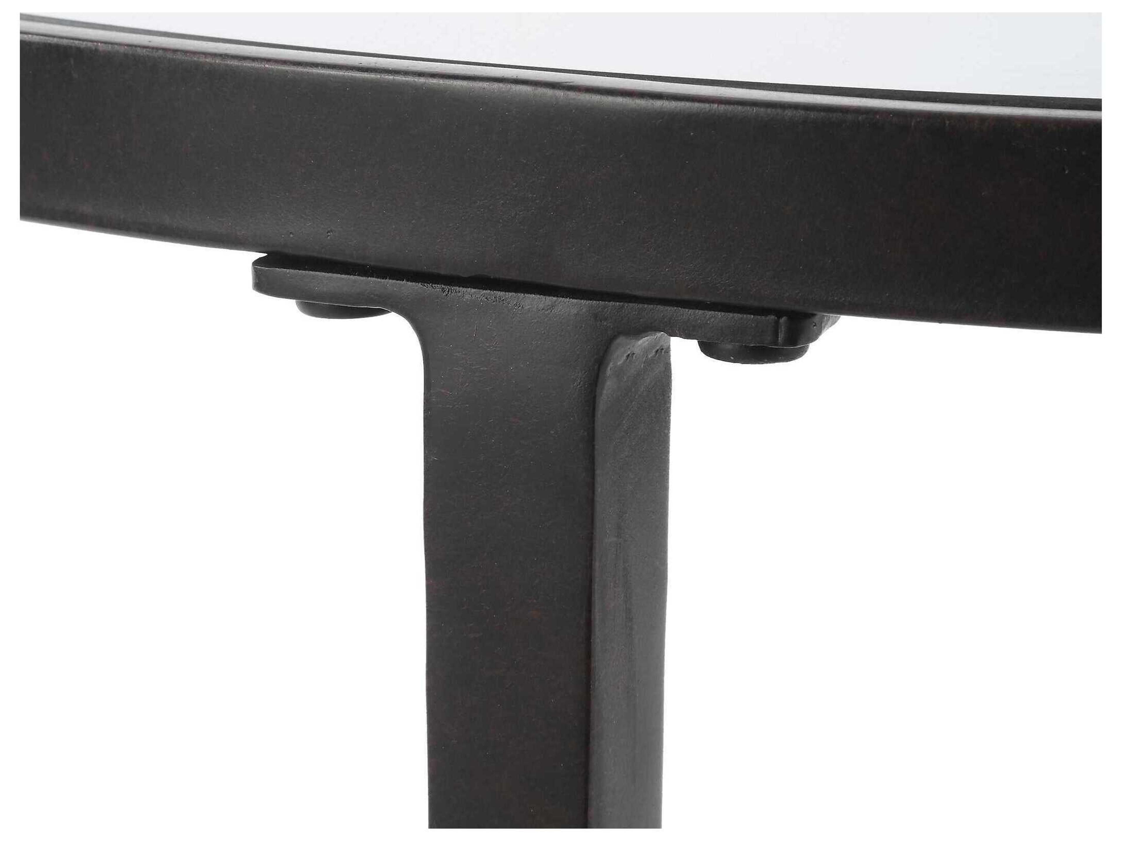 Luxecor Illumination Round Mirror Satin Black End Table