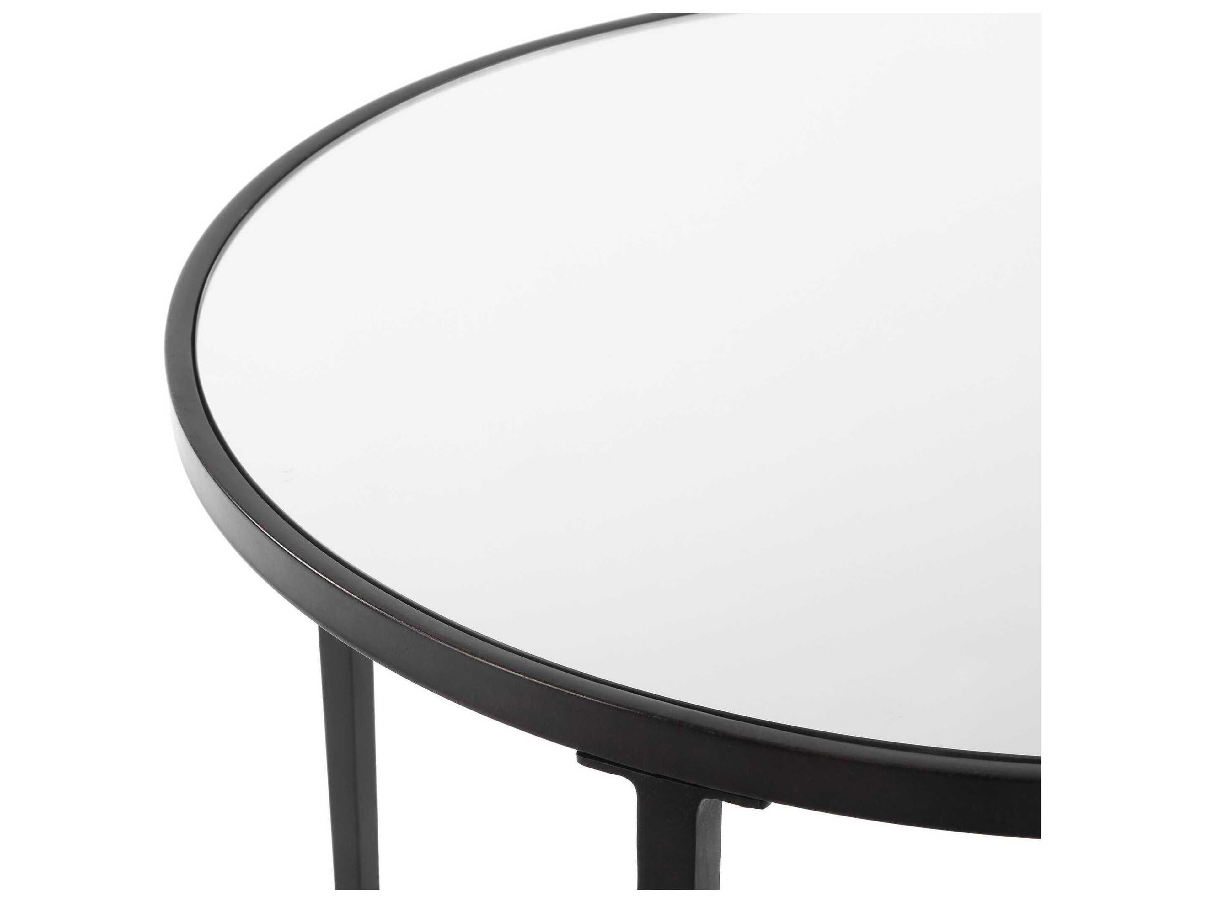 Luxecor Illumination Round Mirror Satin Black End Table