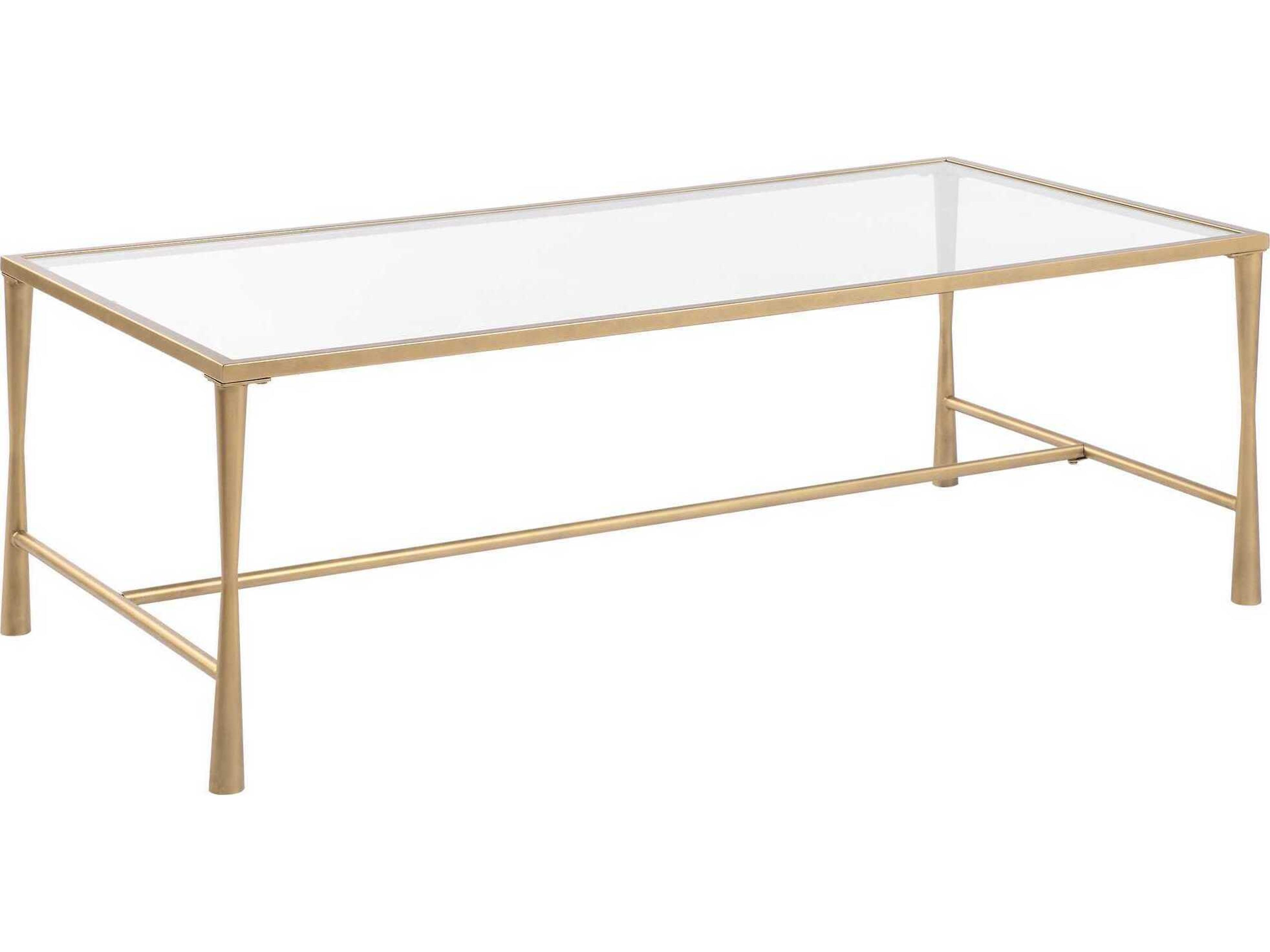 Illumination Rectangular Glass Antique Gold Coffee Table