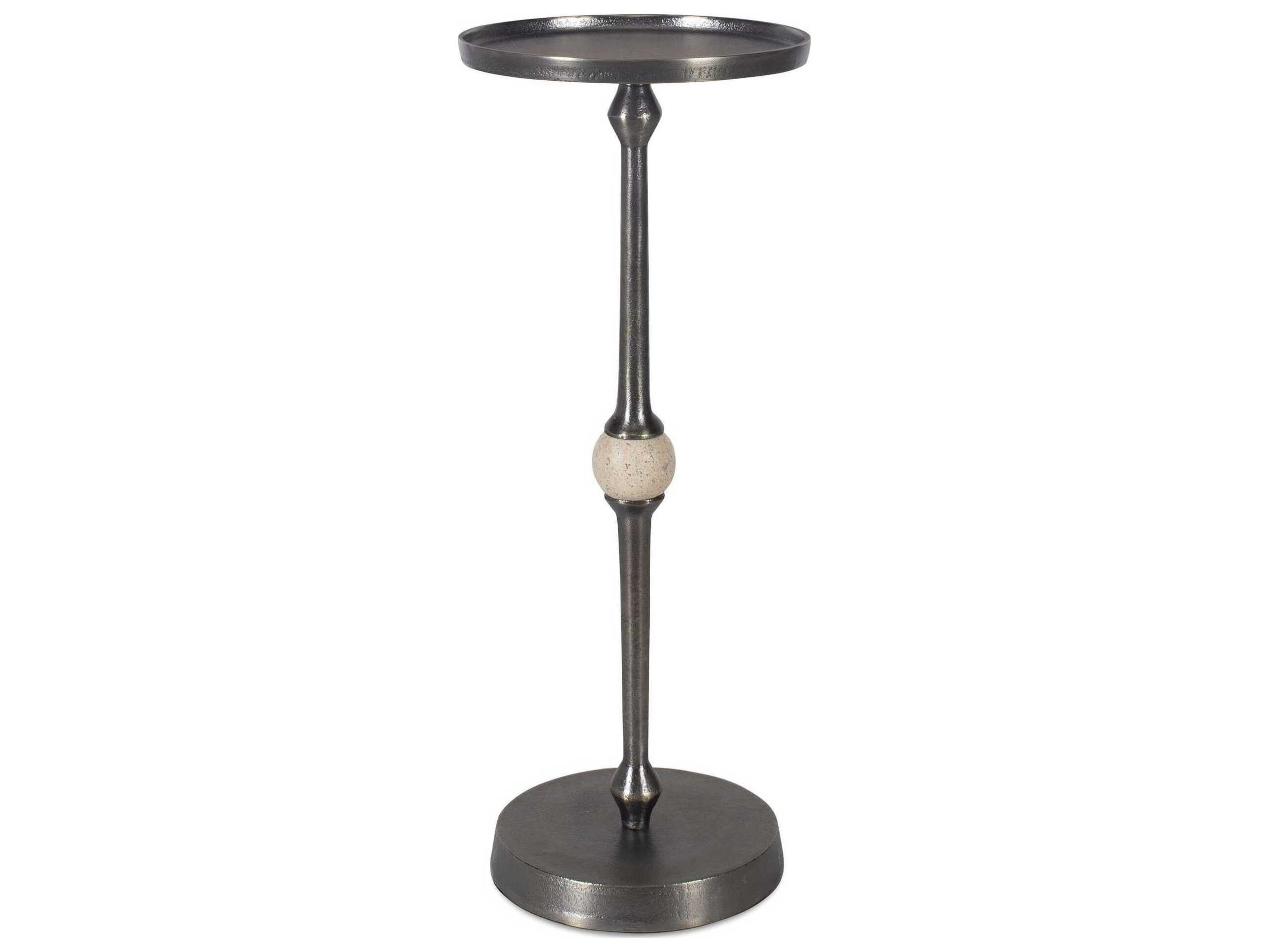 Illumination Round Metal Dark Bronze End Table