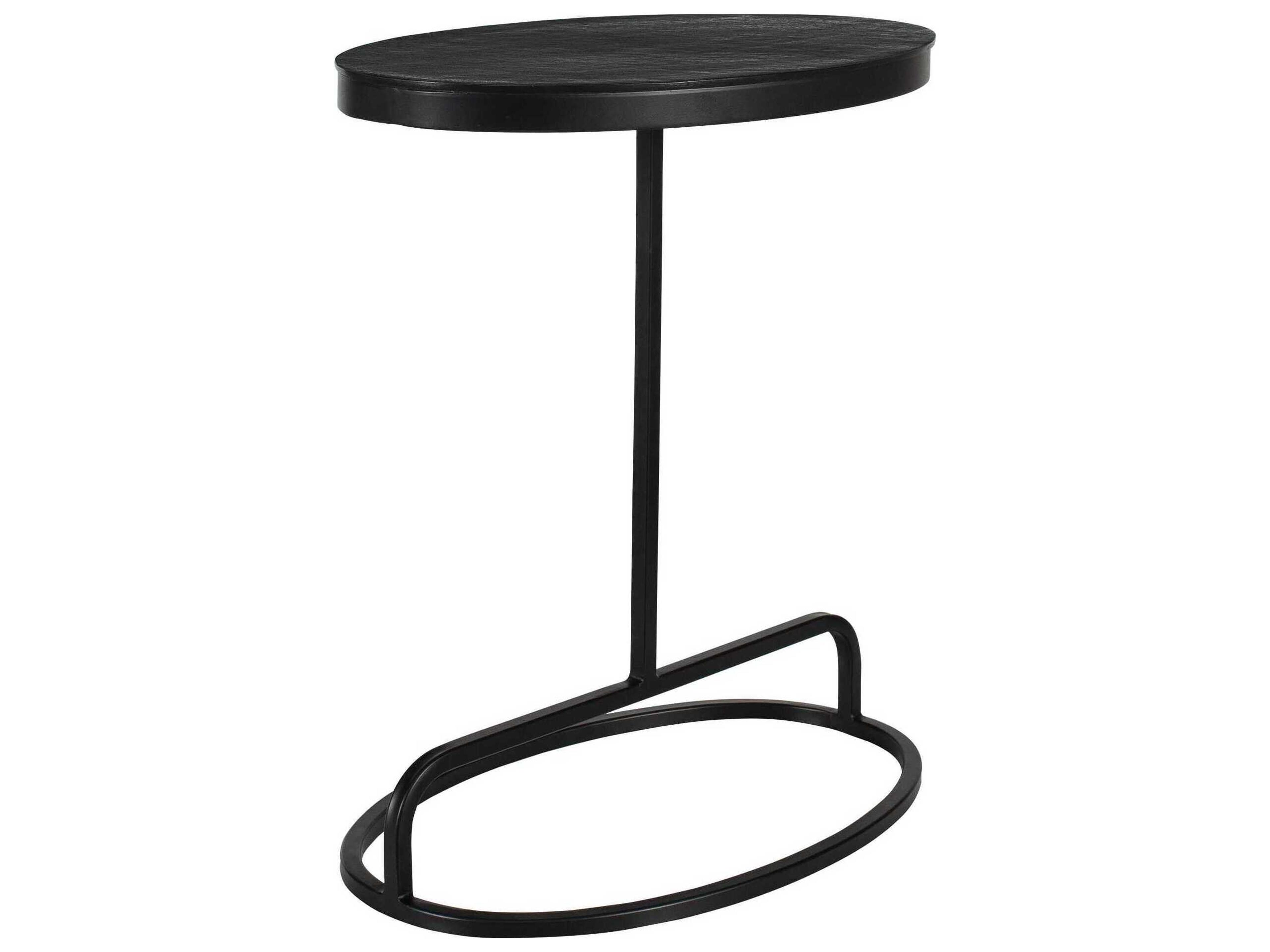 Illumination Oval Metal Aged Black End Table