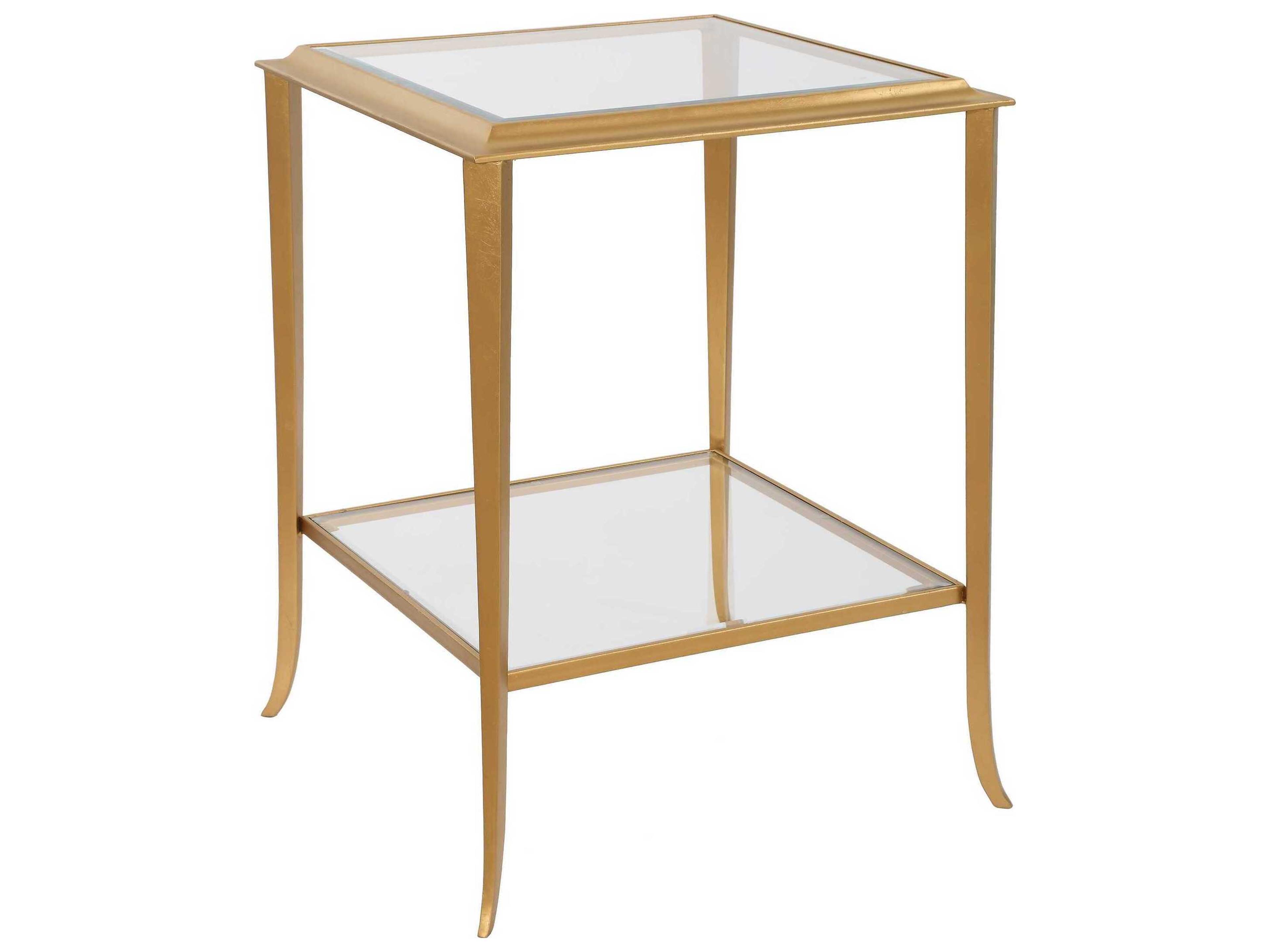 Illumination Square Glass Gold Leaf End Table