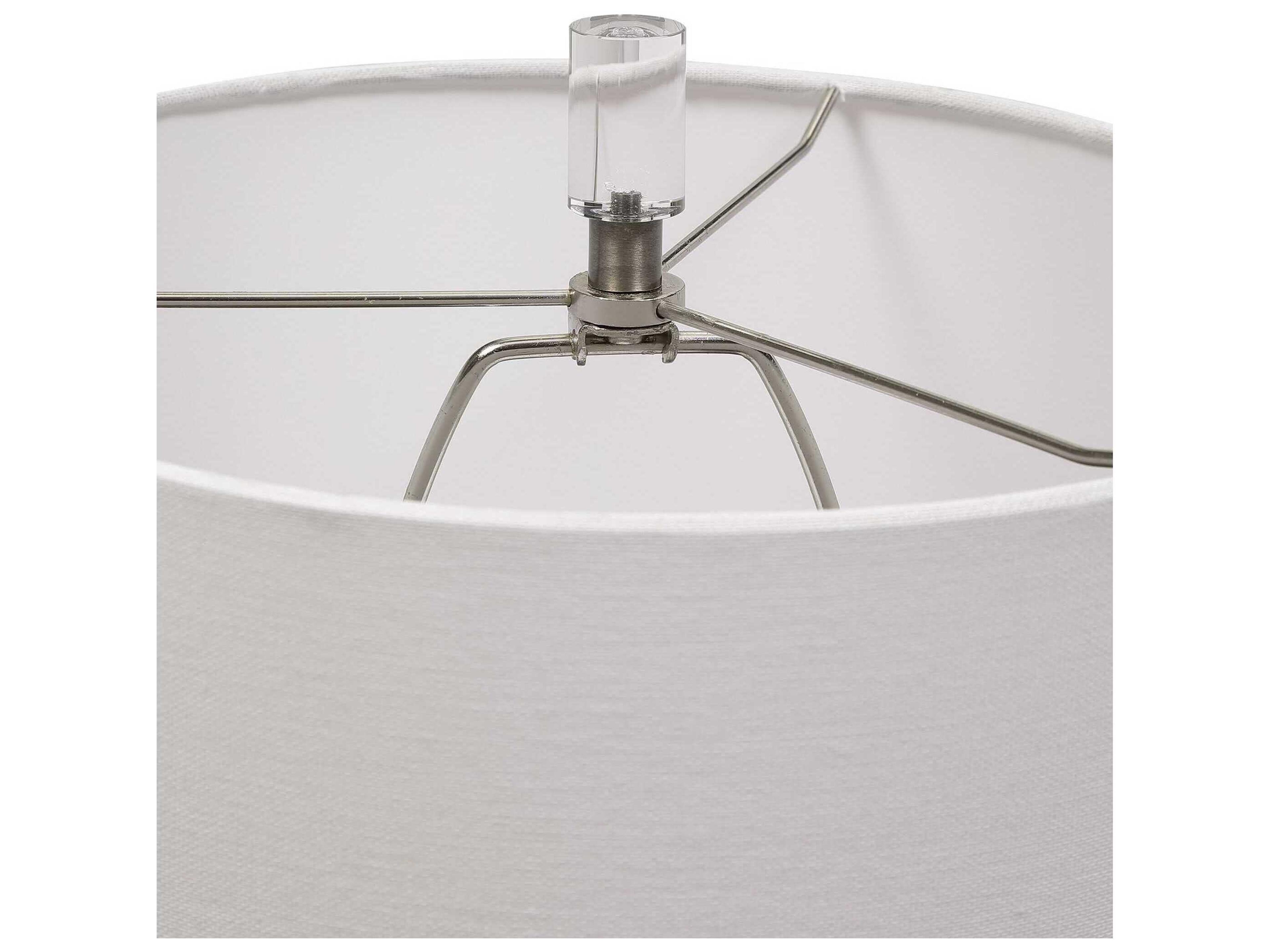 Luxecor Illumination Stone Gray Silver Round Drum Hardback Traditional Table Lamp