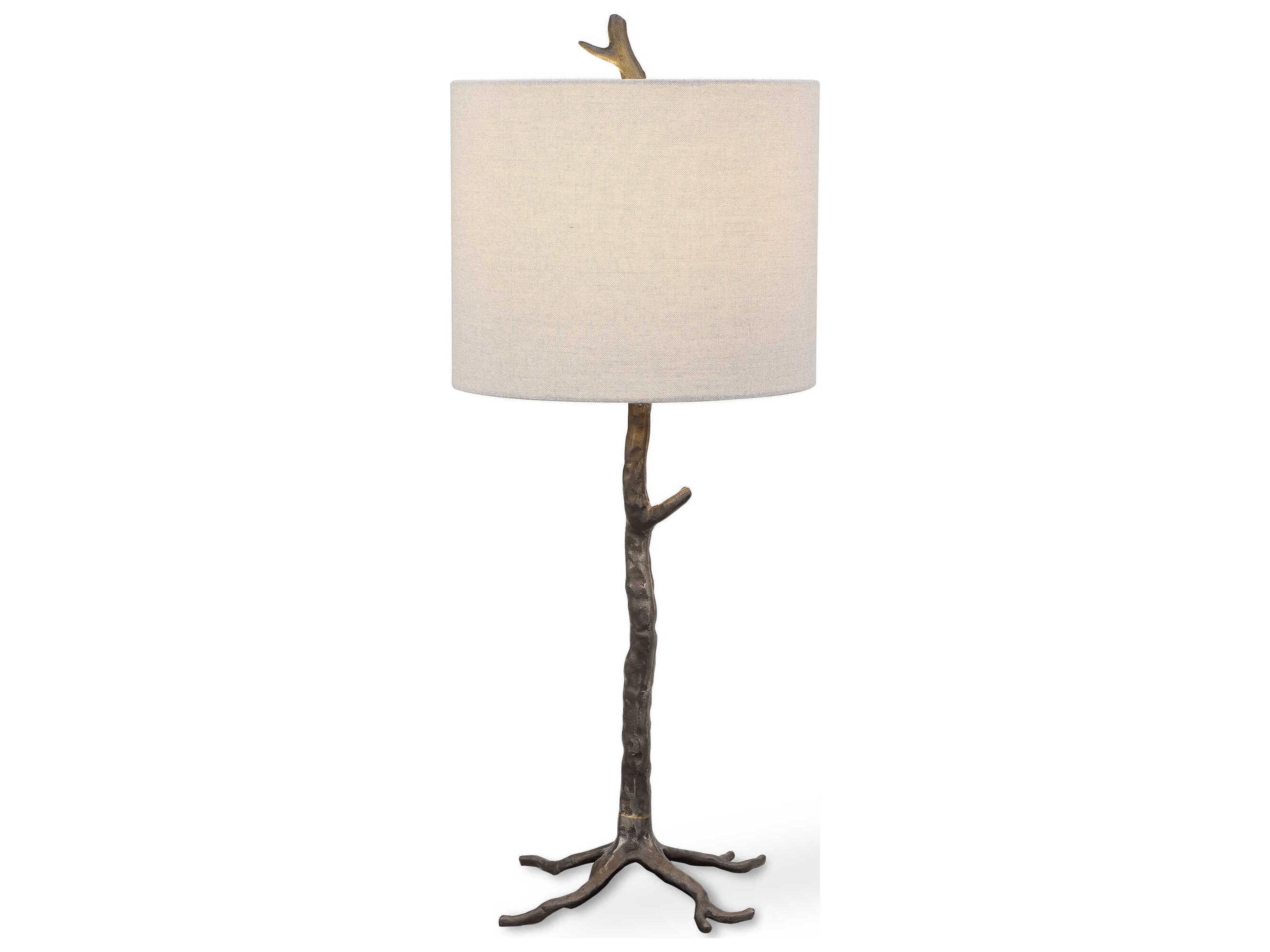 Luxecor Illumination Dark Gunmetal Gold Round Drum Hardback Buffet Lamp