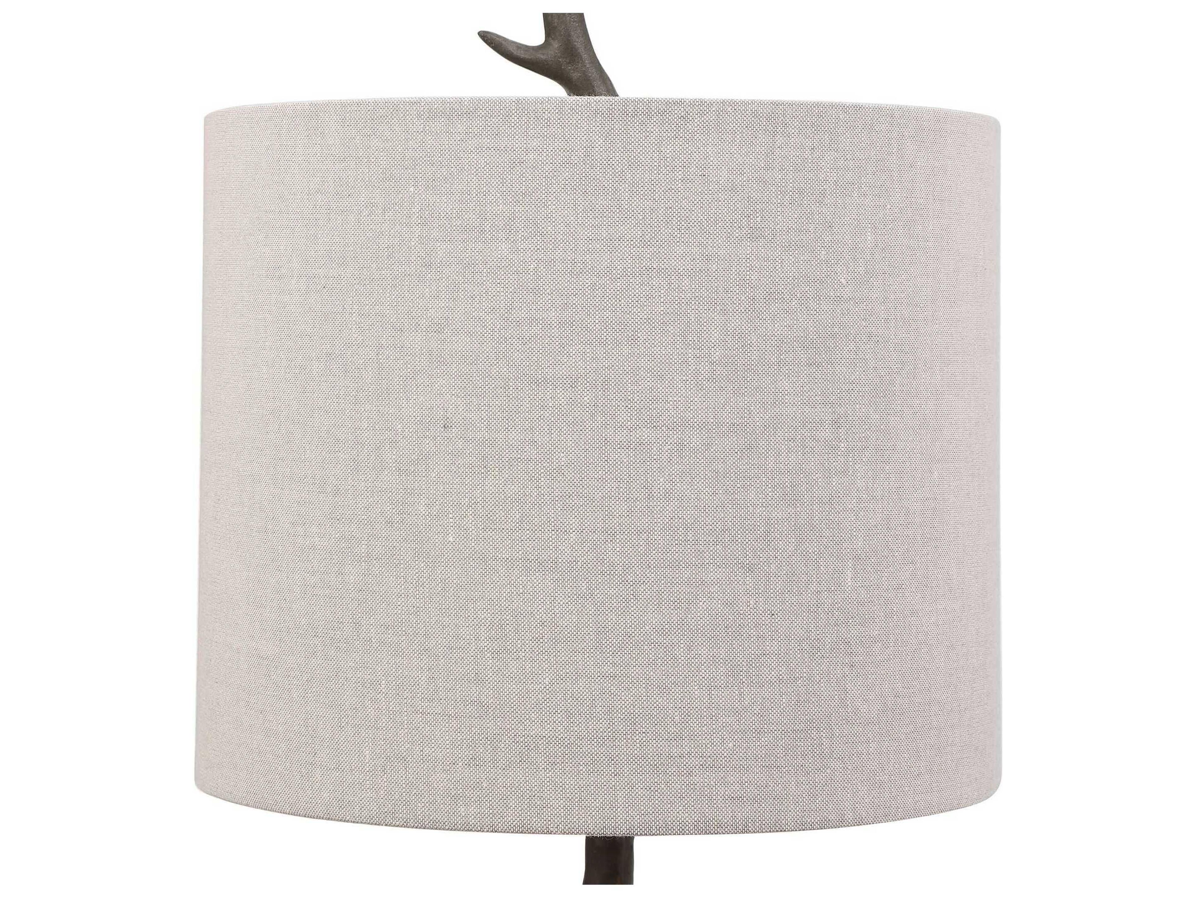 Luxecor Illumination Dark Gunmetal Gold Round Drum Hardback Buffet Lamp