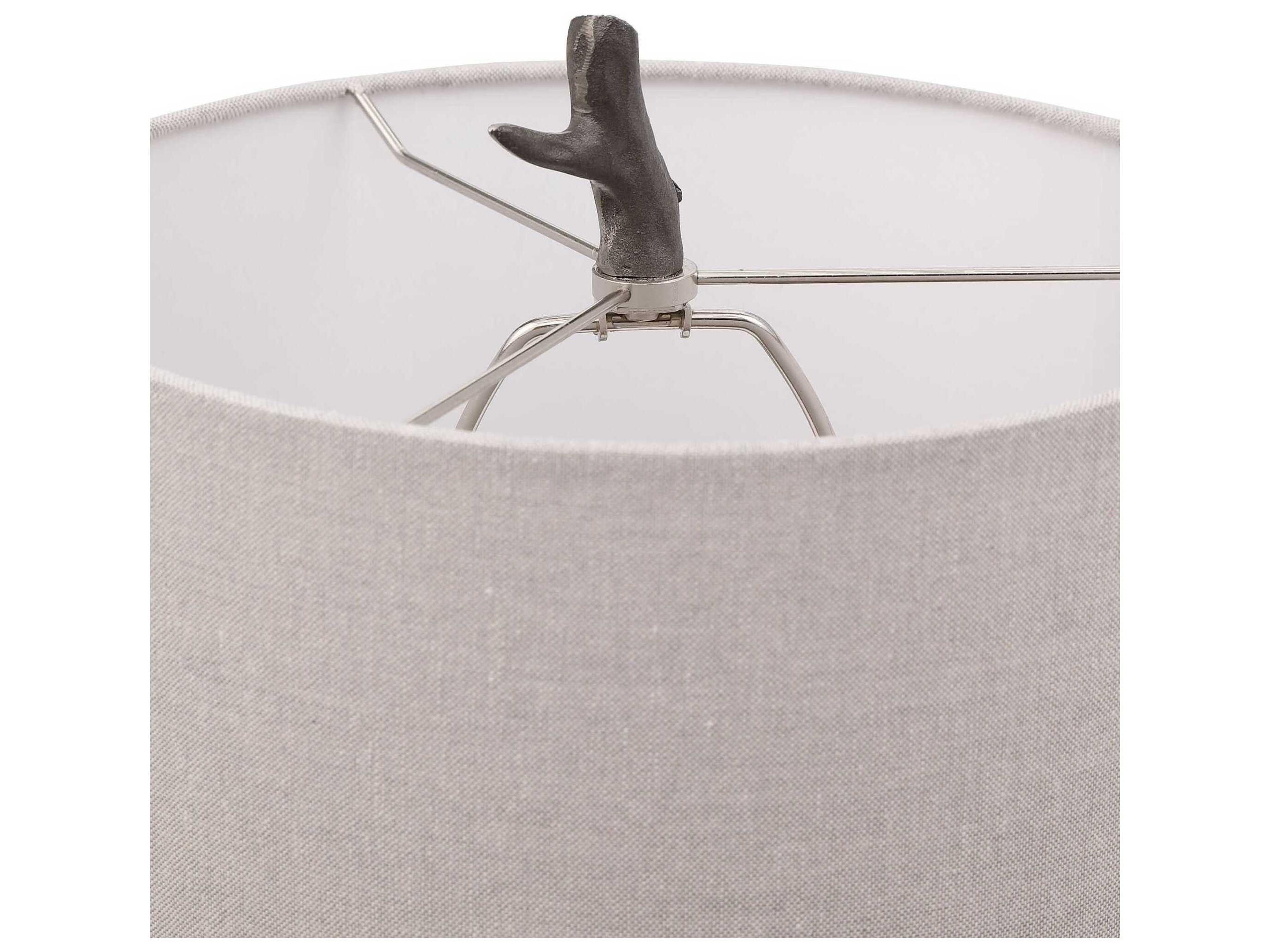 Luxecor Illumination Dark Gunmetal Gold Round Drum Hardback Buffet Lamp