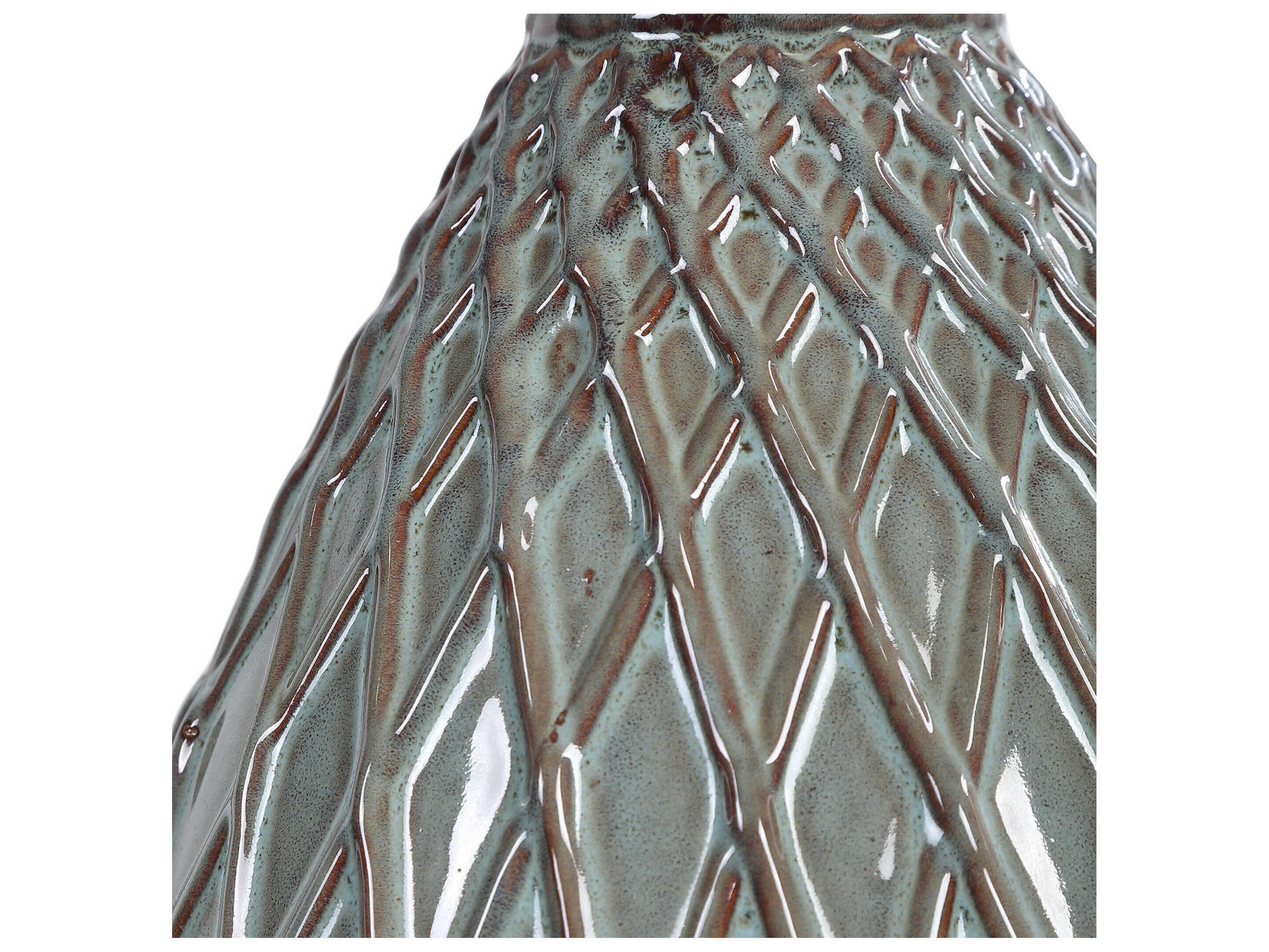 Luxecor Illumination Rust Aqua Round Drum Hardback Blue Buffet Lamp