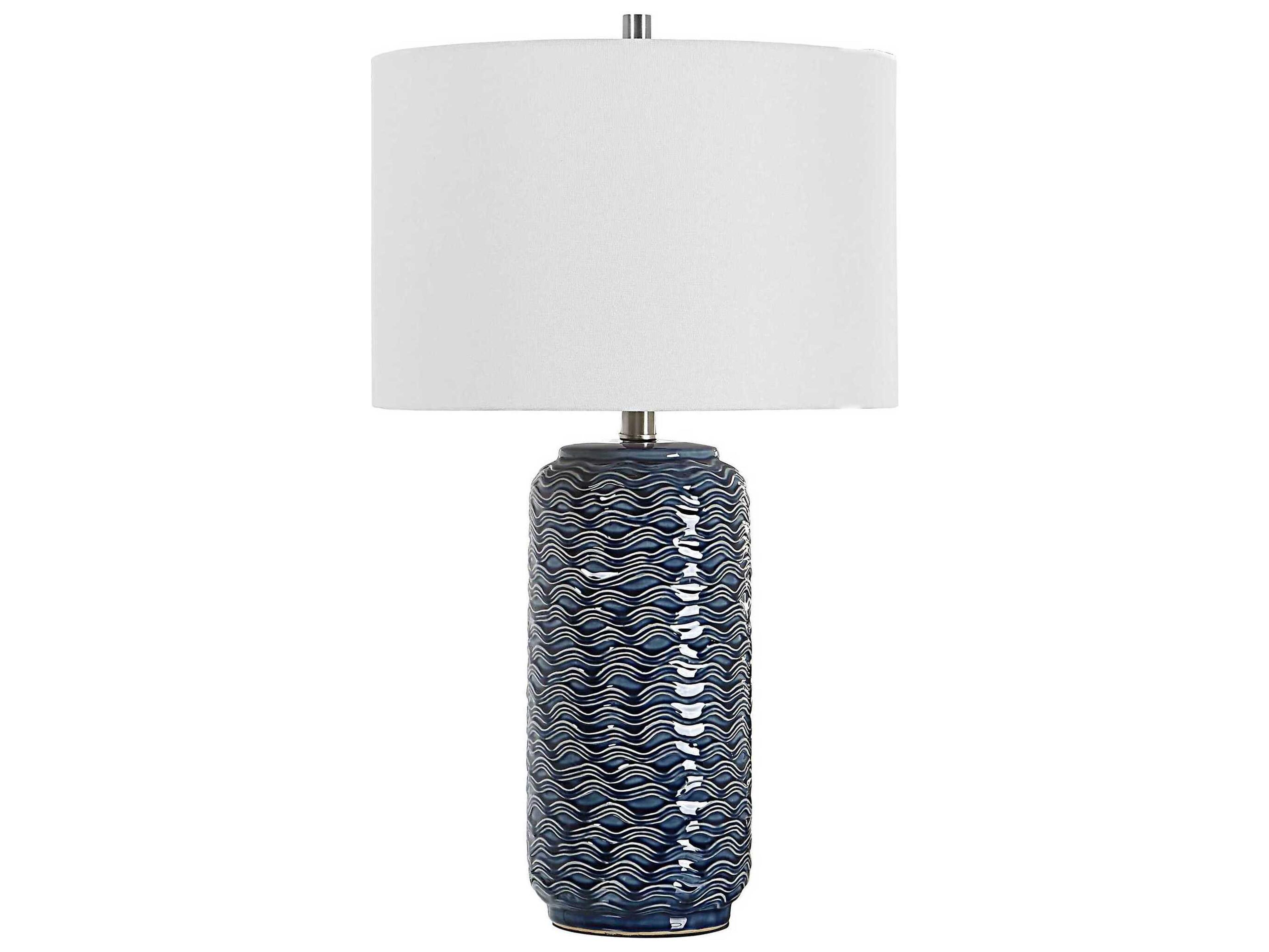 Luxecor Illumination Blue Round Hardback Buffet Lamp