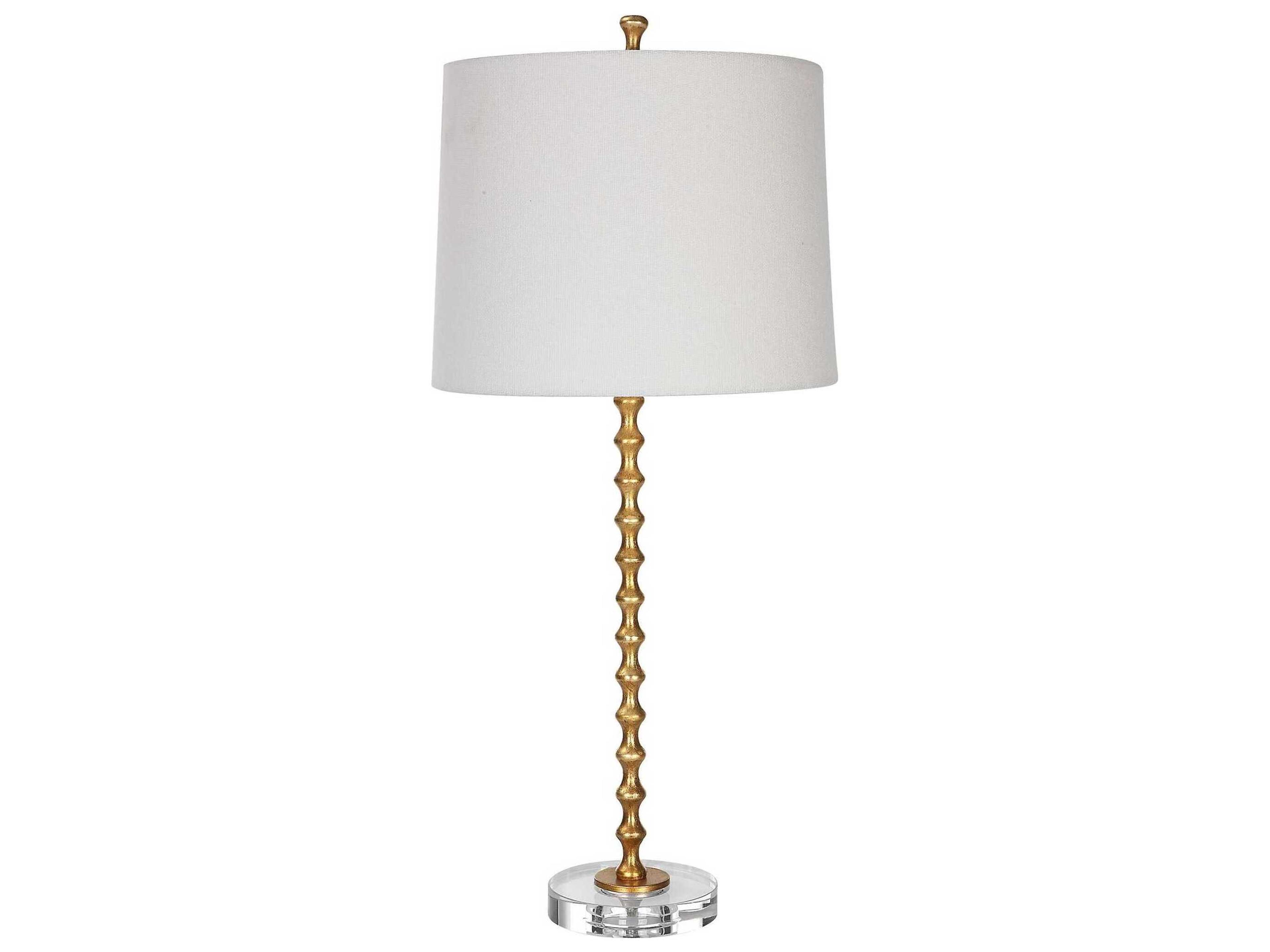 Luxecor Illumination Gold Leaf Slightly Tapered Hardback Rolled Edge Buffet Lamp Set of 2