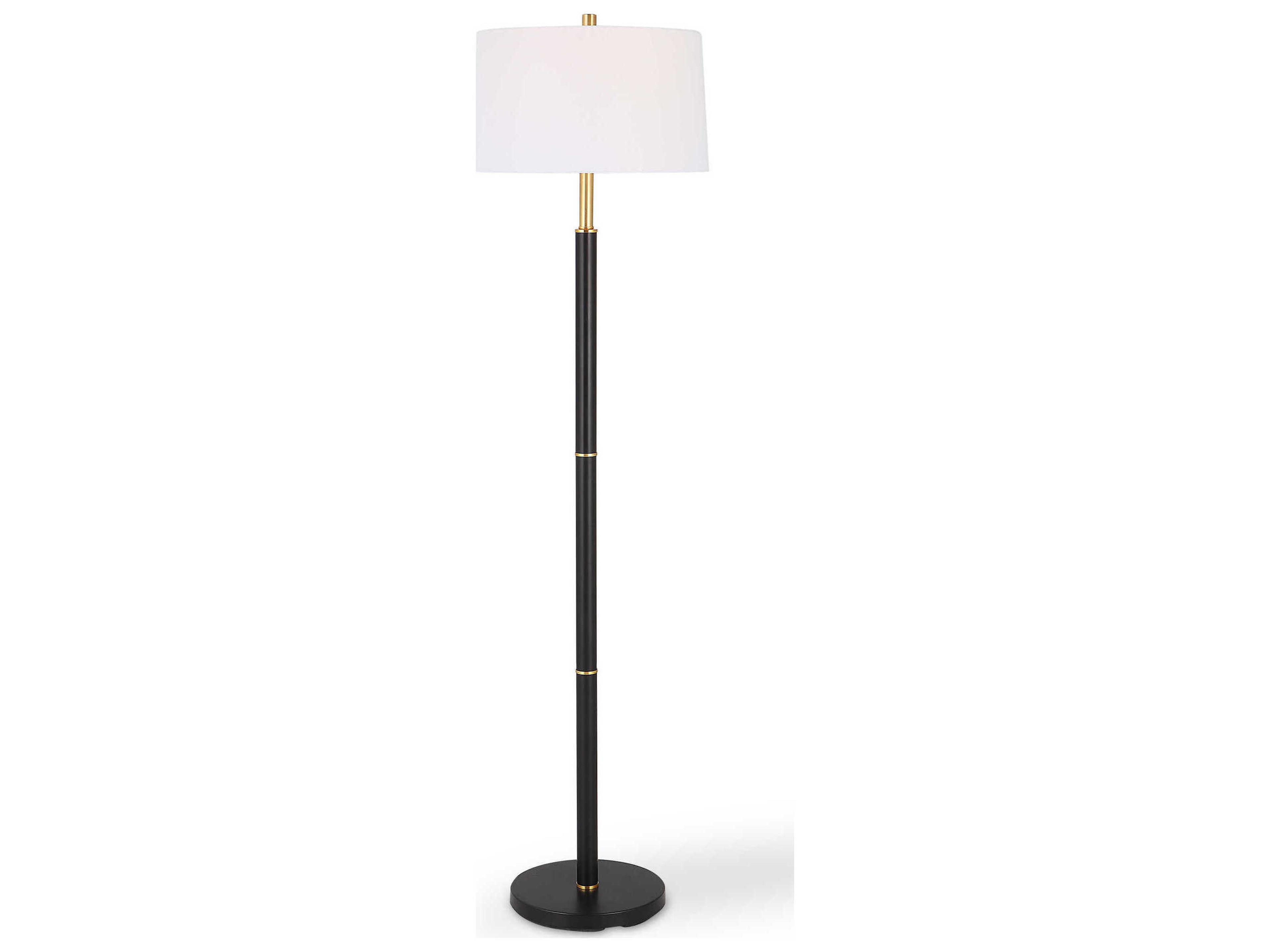 Illumination Black Gold Round Hardback Shade Floor Lamp