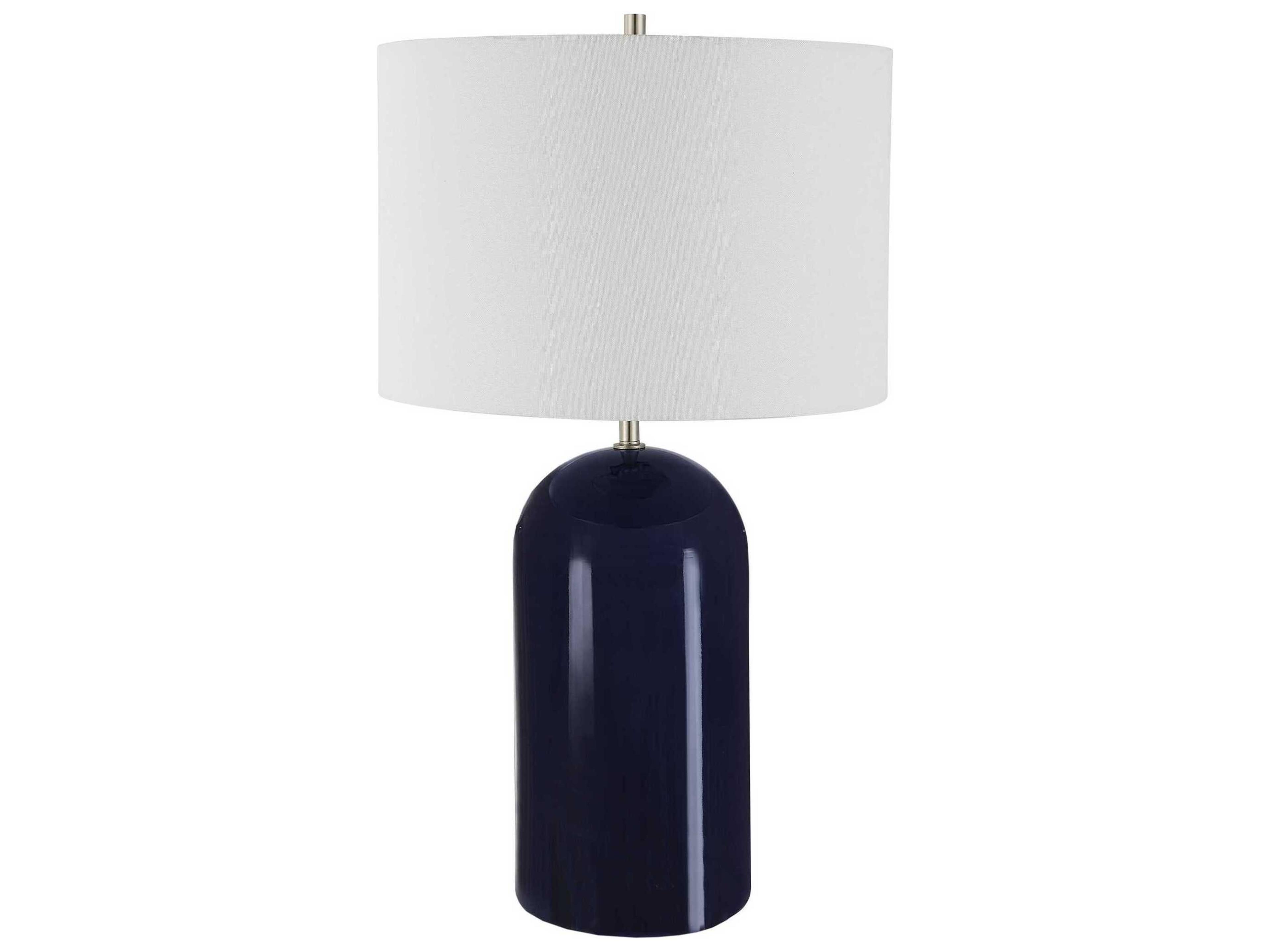 Luxecor Illumination Navy Blue Round Hardback Buffet Lamp