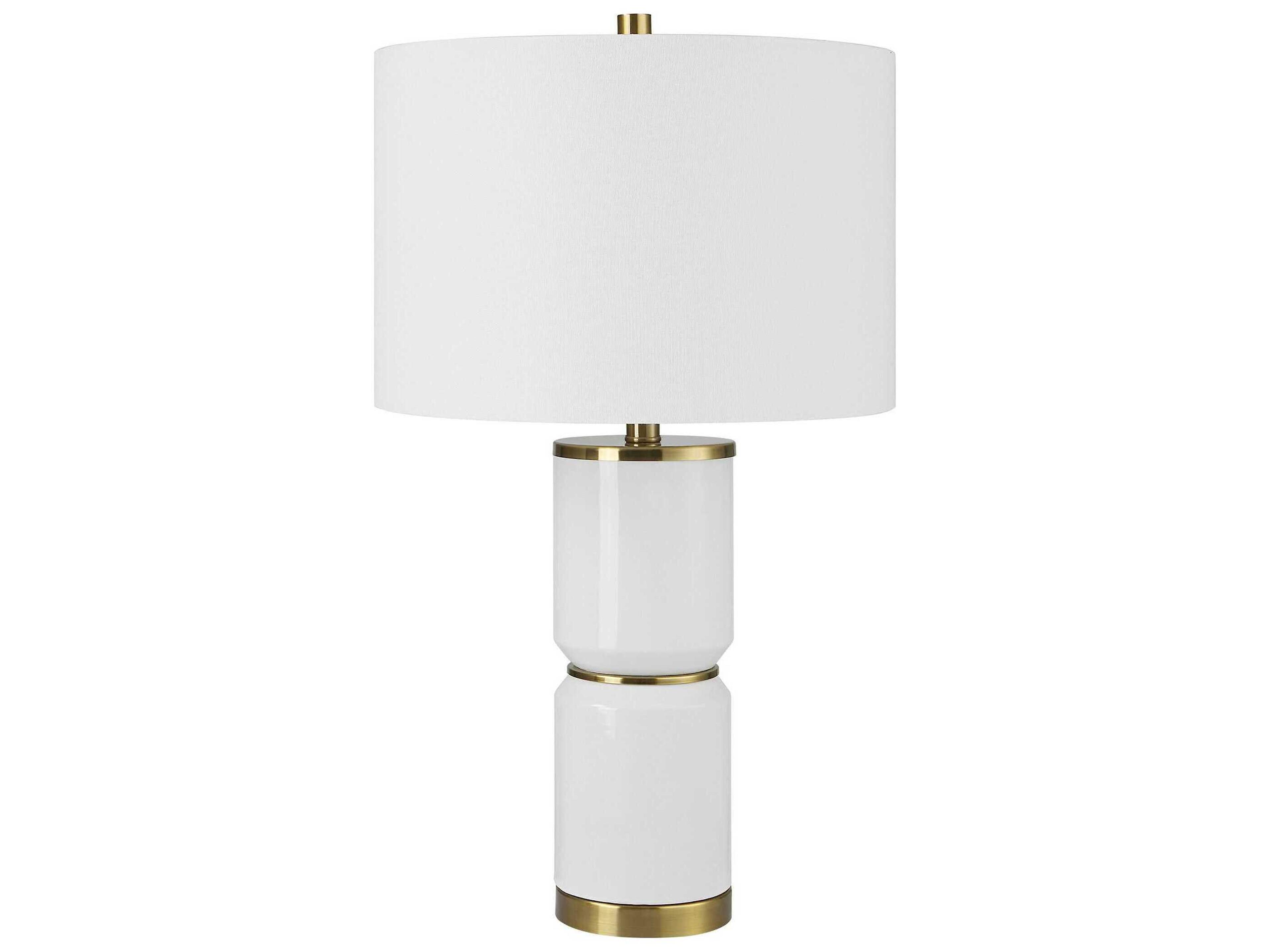 Luxecor Illumination Gloss White Drum Hardback Buffet Lamp