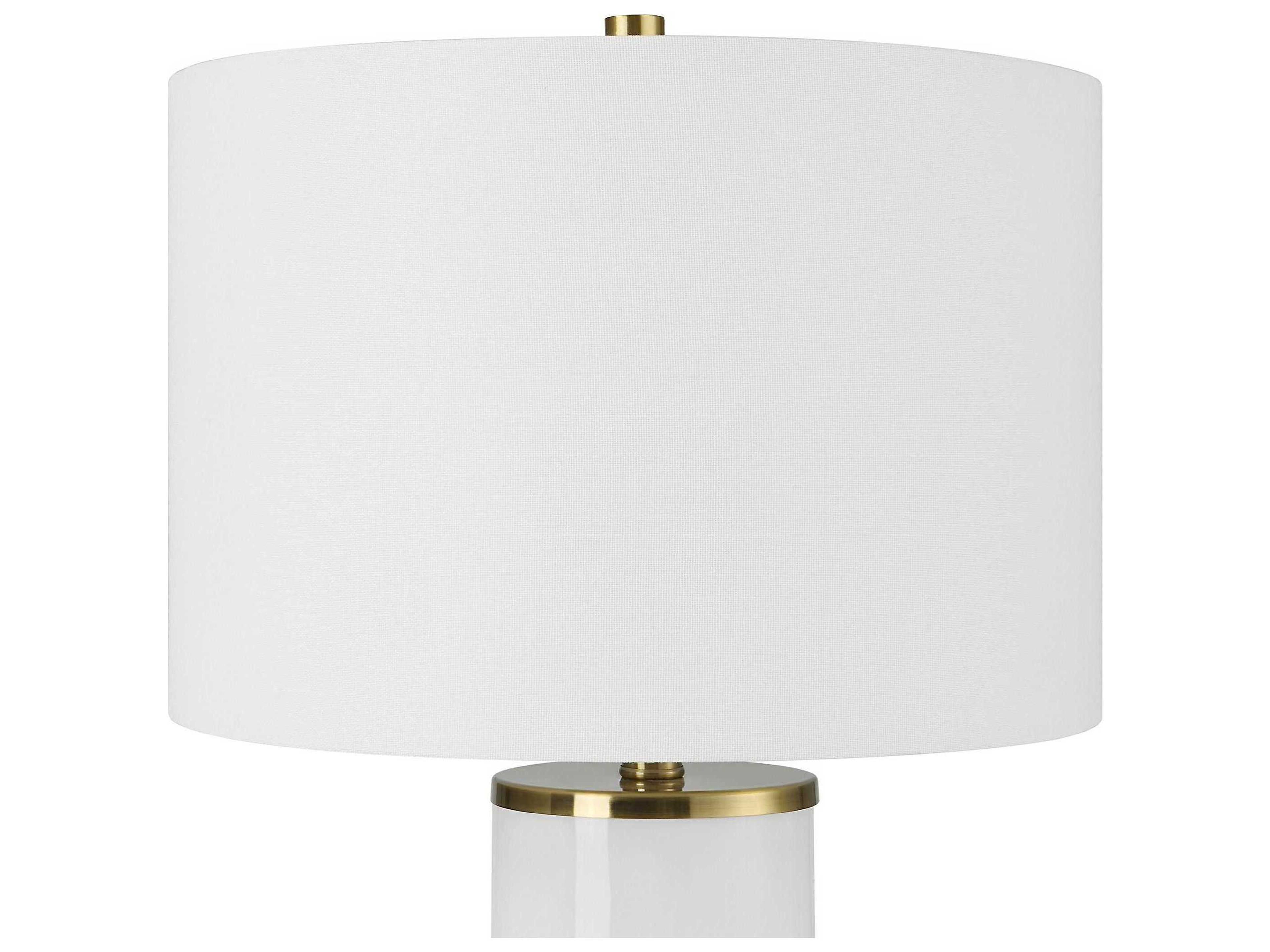 Luxecor Illumination Gloss White Drum Hardback Buffet Lamp