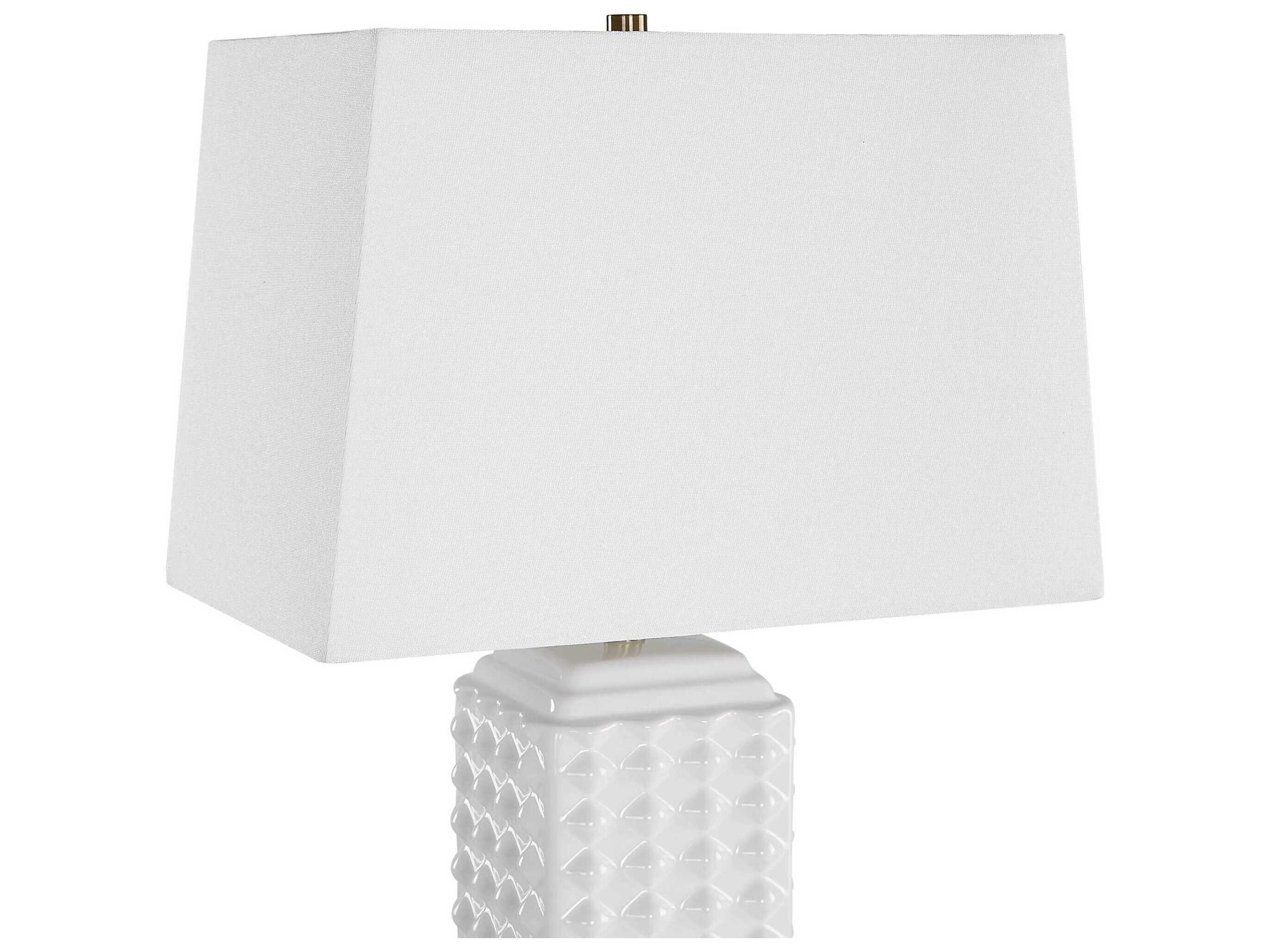 Luxecor Illumination Gloss White Rectangle Hardback Buffet Lamp