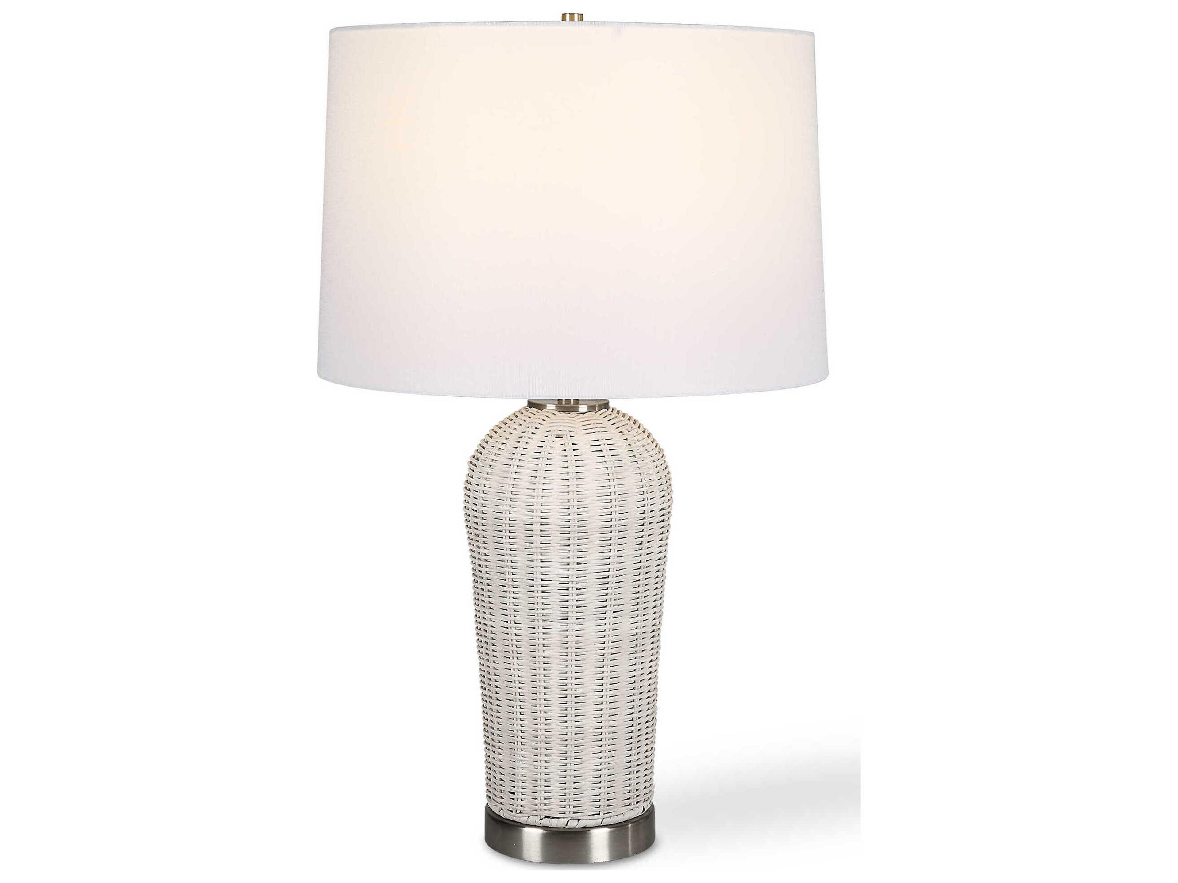 Luxecor Illumination Rattan Brushed Nickel Slightly Tapered Hardback Buffet Lamp
