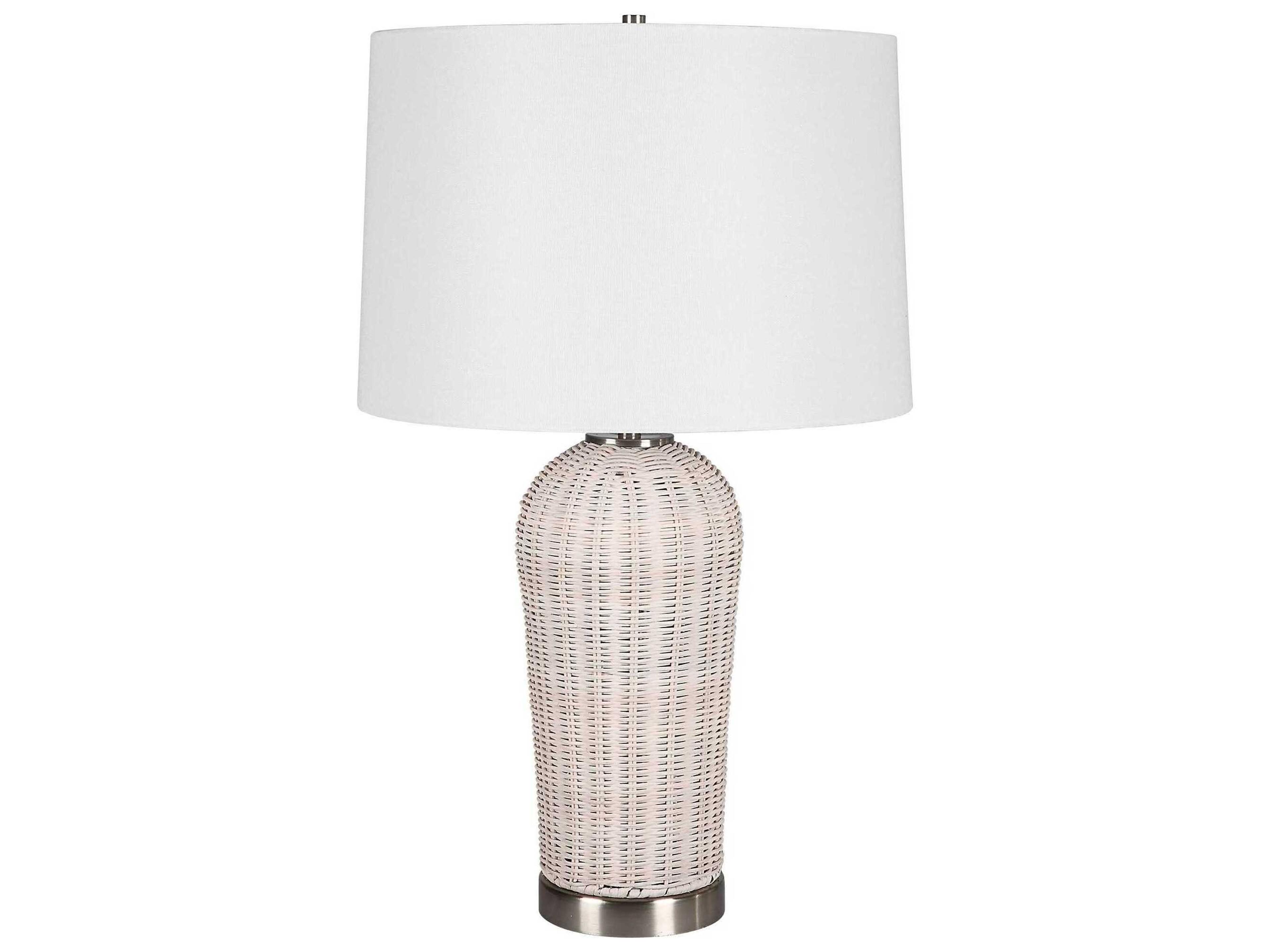 Luxecor Illumination Rattan Brushed Nickel Slightly Tapered Hardback Buffet Lamp