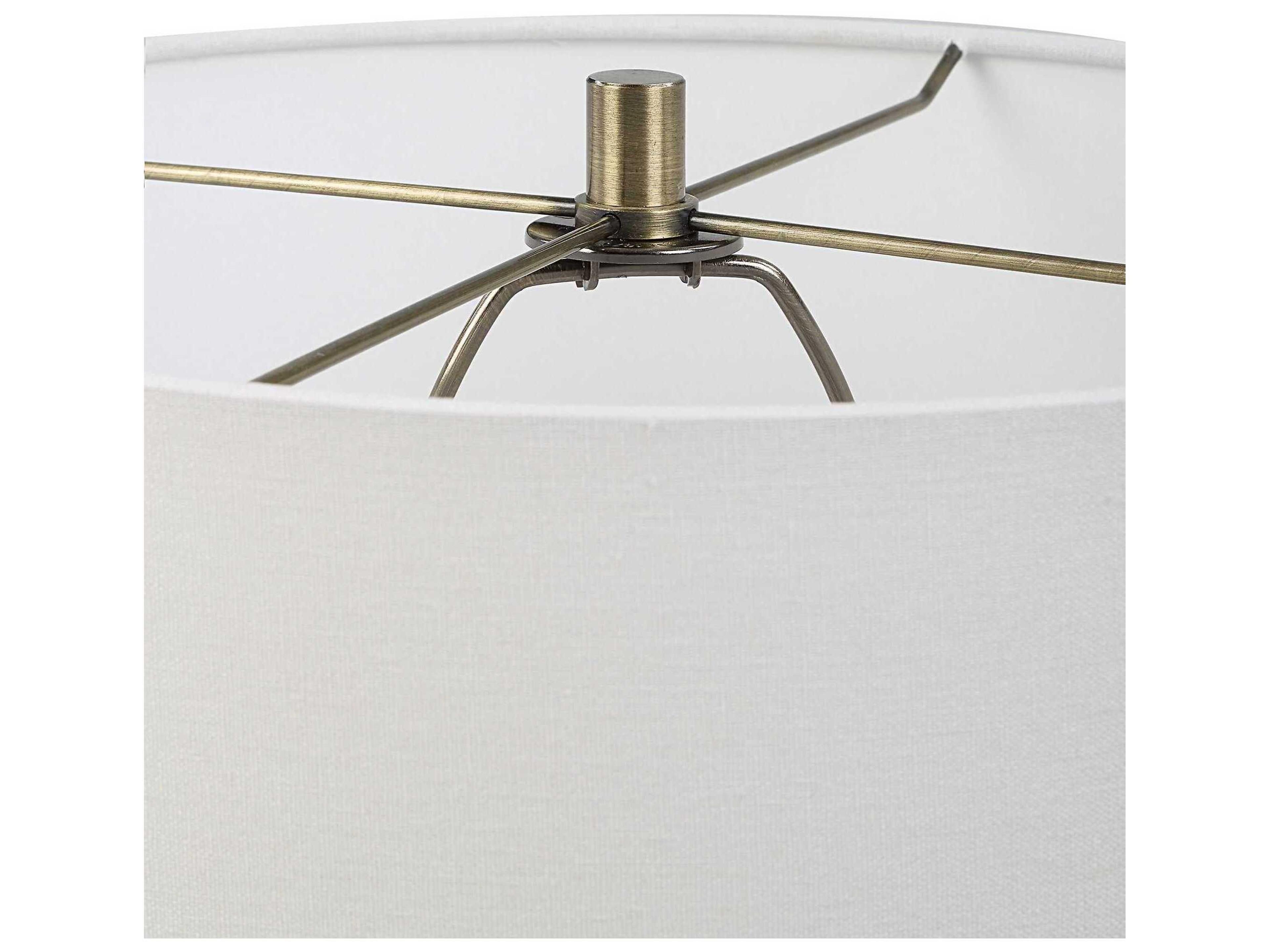 Luxecor Illumination Bluish Green Brushed Brass Round Hardback Buffet Lamp