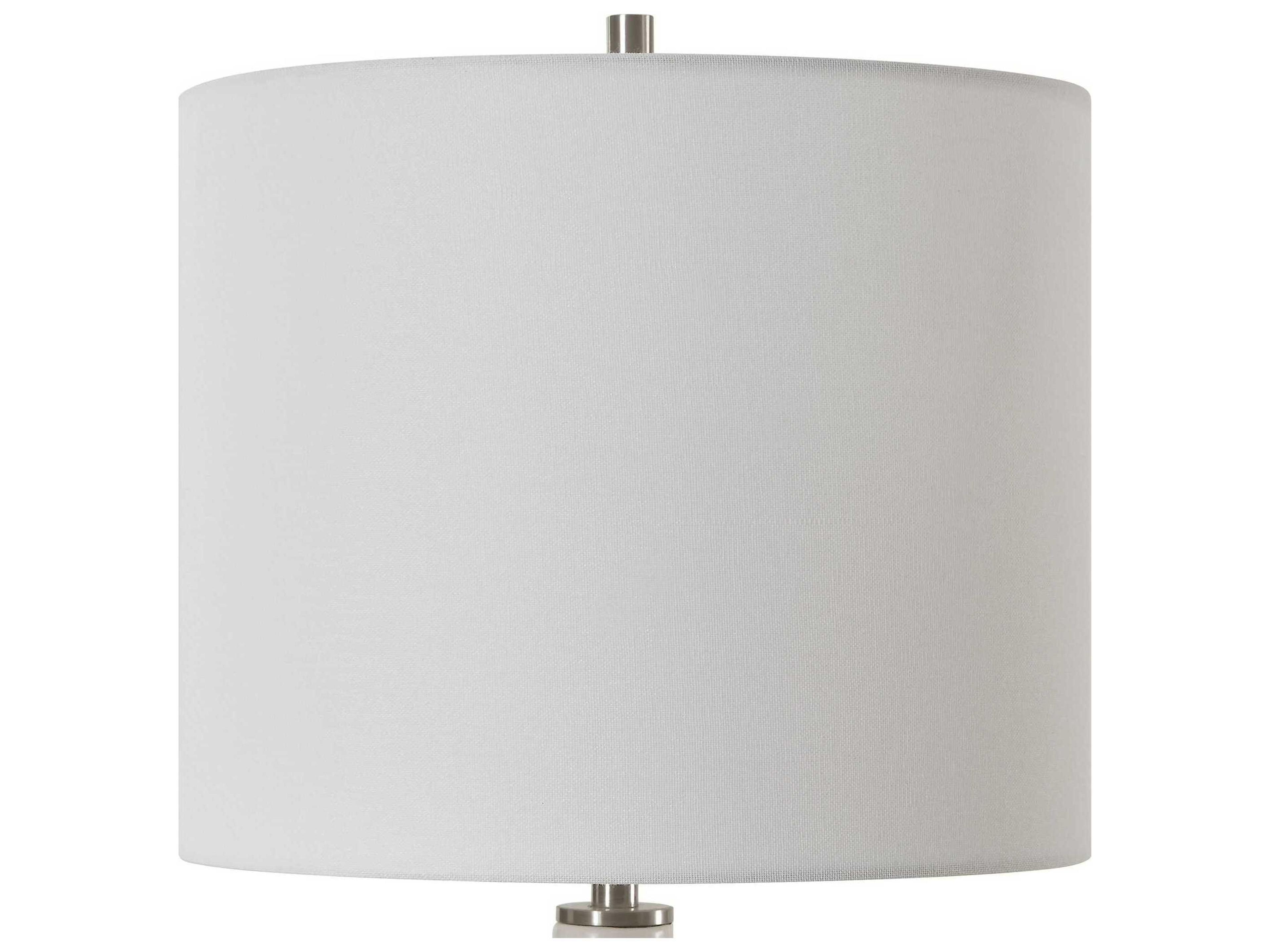 Luxecor Illumination Matte Black Chalk White Drum Hardback Rolled Edge Table Lamp